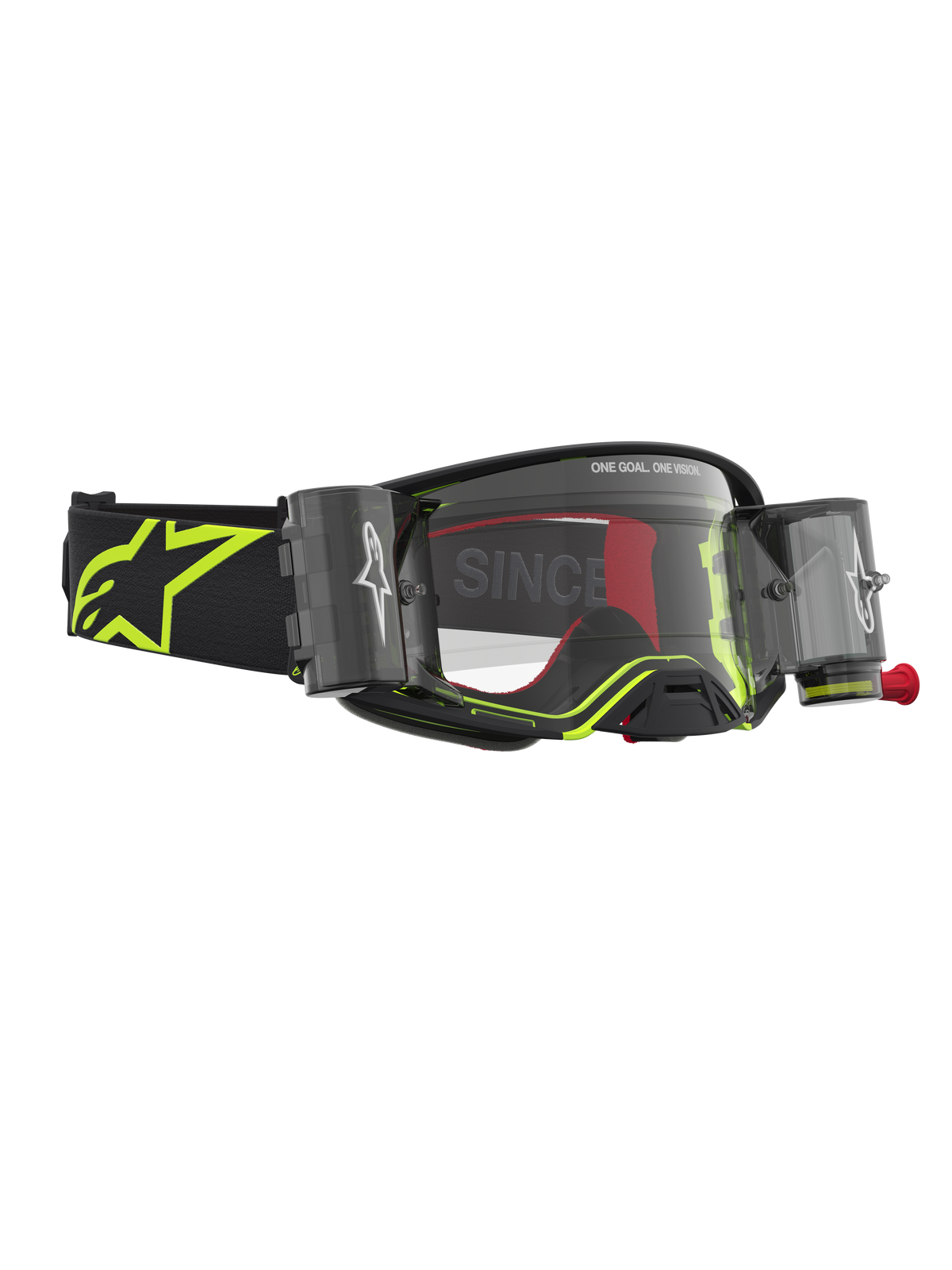 Alpinestars Supertech Firma Roll Off, gafas de moto para motocross, negras y amarillas flúor, sistema roll-off integrado, lente transparente, diseño de alto rendimiento para off-road