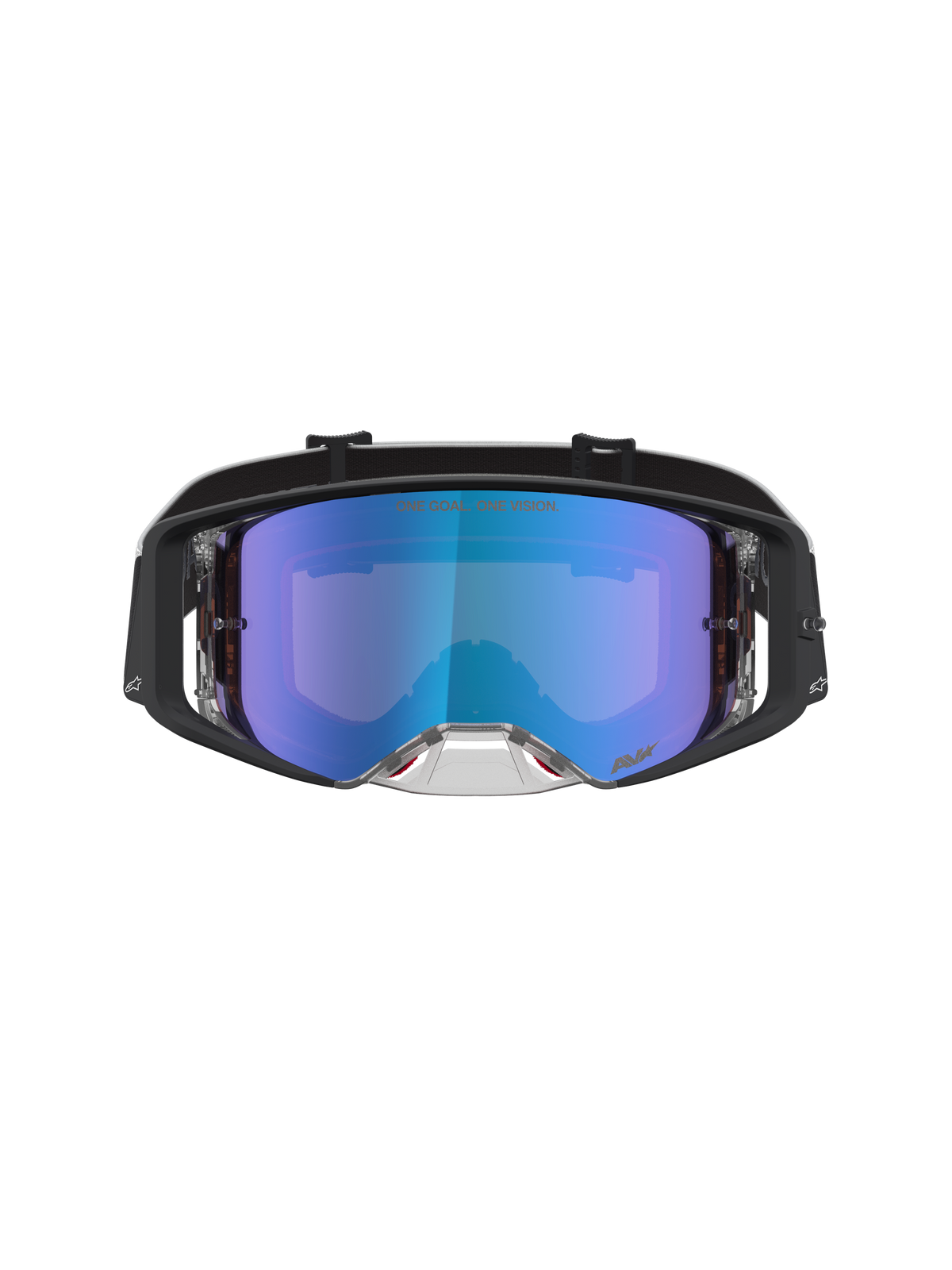 Alpinestars Supertech Atrox, gafas de motocross de hombre, lente de policarbonato de espejo azul, montura negra, antiniebla.