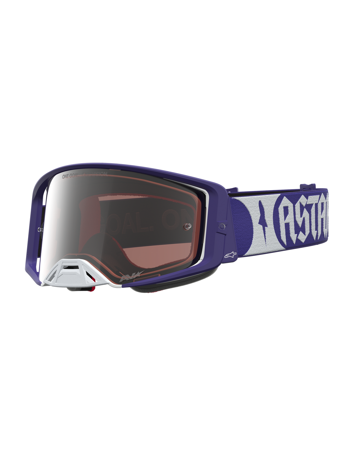 Alpinestars Supertech Atrox, gafas de motocross para carreras off-road, azul y blanco, lente plateada de espejo