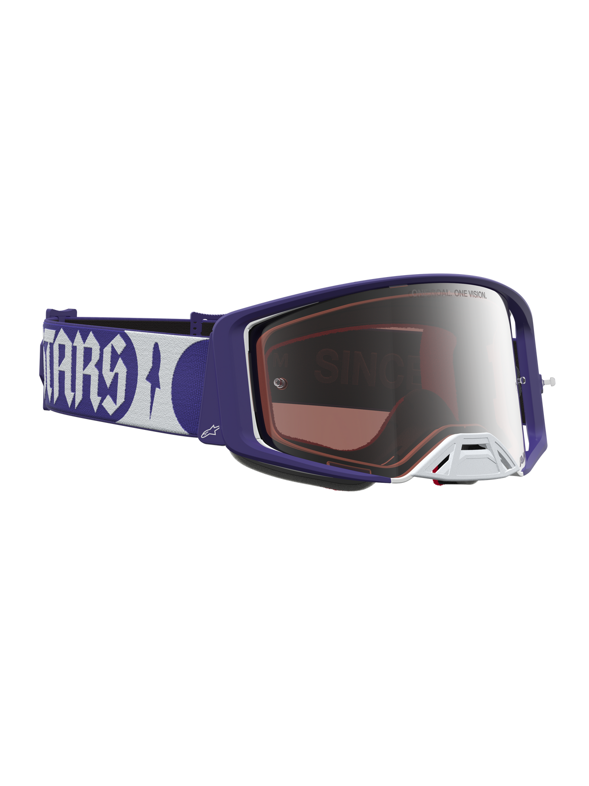 Alpinestars Supertech Atrox, gafas de motocross, azul oscuro y blanco, lente plateada de espejo para competición off-road