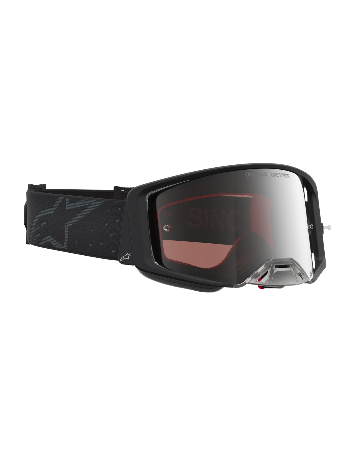 Gafas Supertech Cloak de Alpinestars, gafas de motocross para carreras todoterreno, negras con lente de espejo plateada.