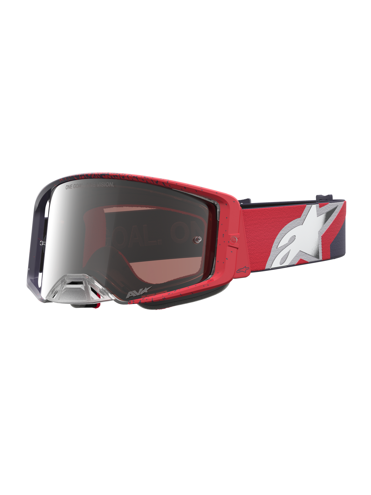 Alpinestars Supertech Hiten Motocross Goggles in Red and Black with a Mirror Silver lens for high-performance off-road racing.