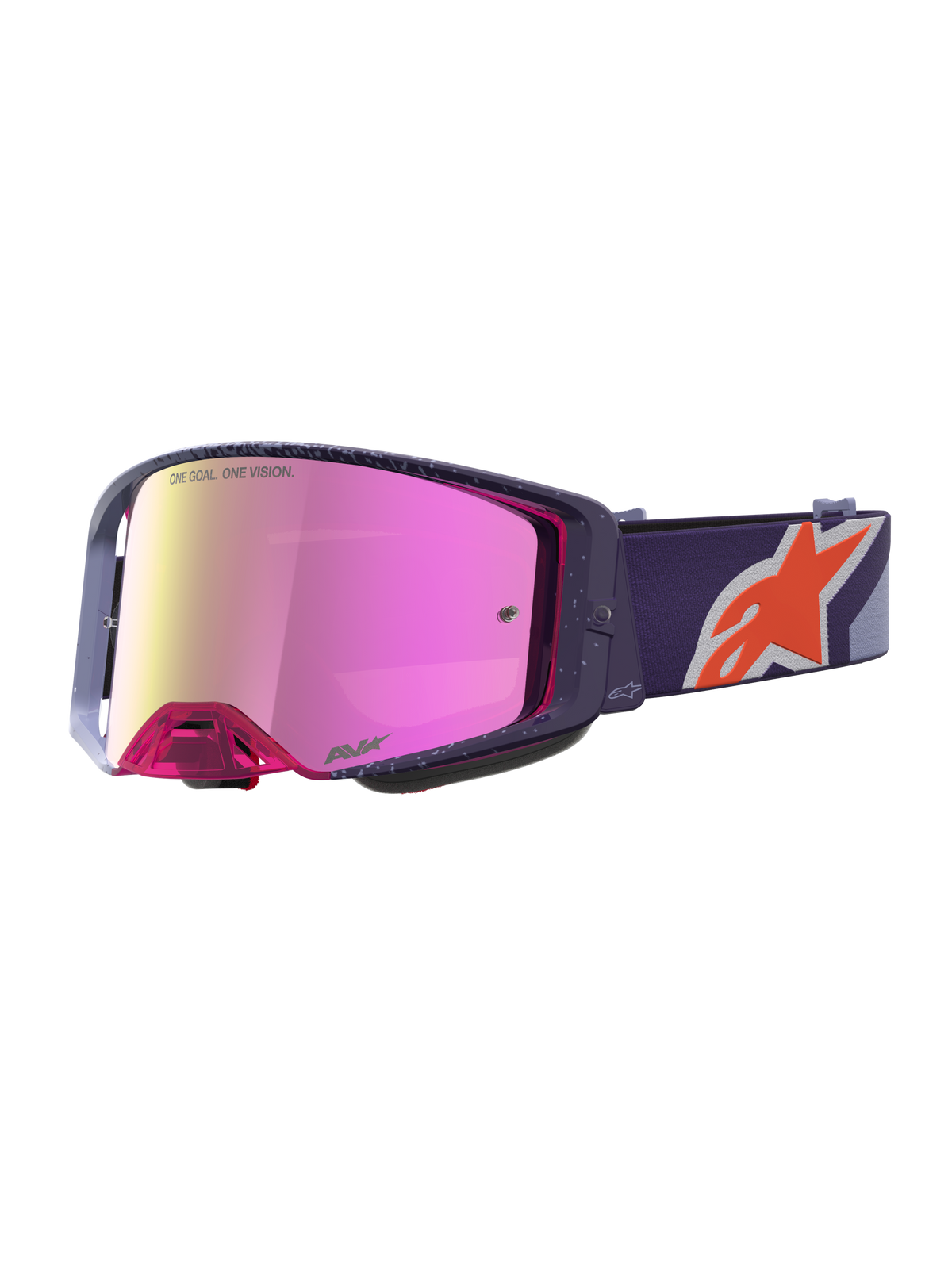 Alpinestars Supertech Hiten, gafas de motocross, marco morado y lente de espejo rosa, para carreras todoterreno y MX.