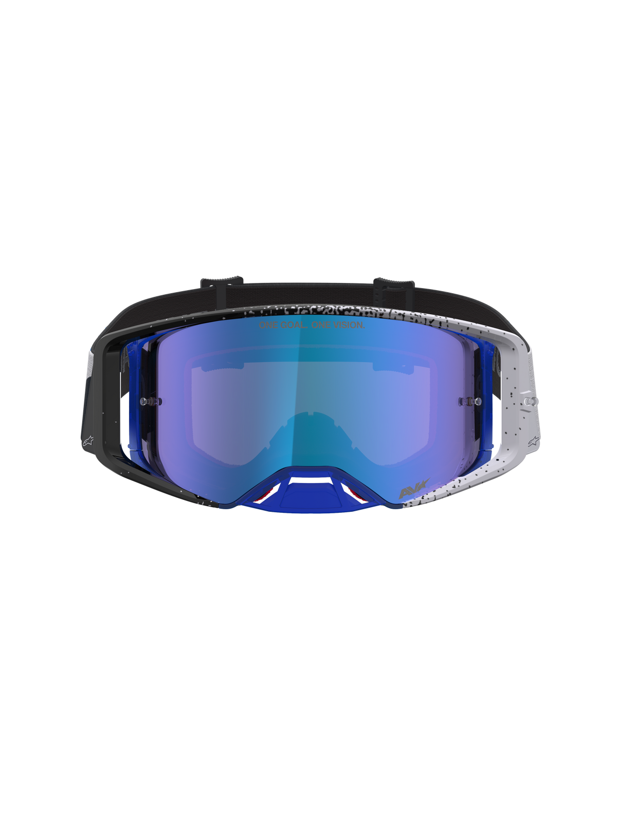 Alpinestars Supertech Hiten, gafas de motocross con lente de espejo azul y montura moteada en azul y negro, protección off-road
