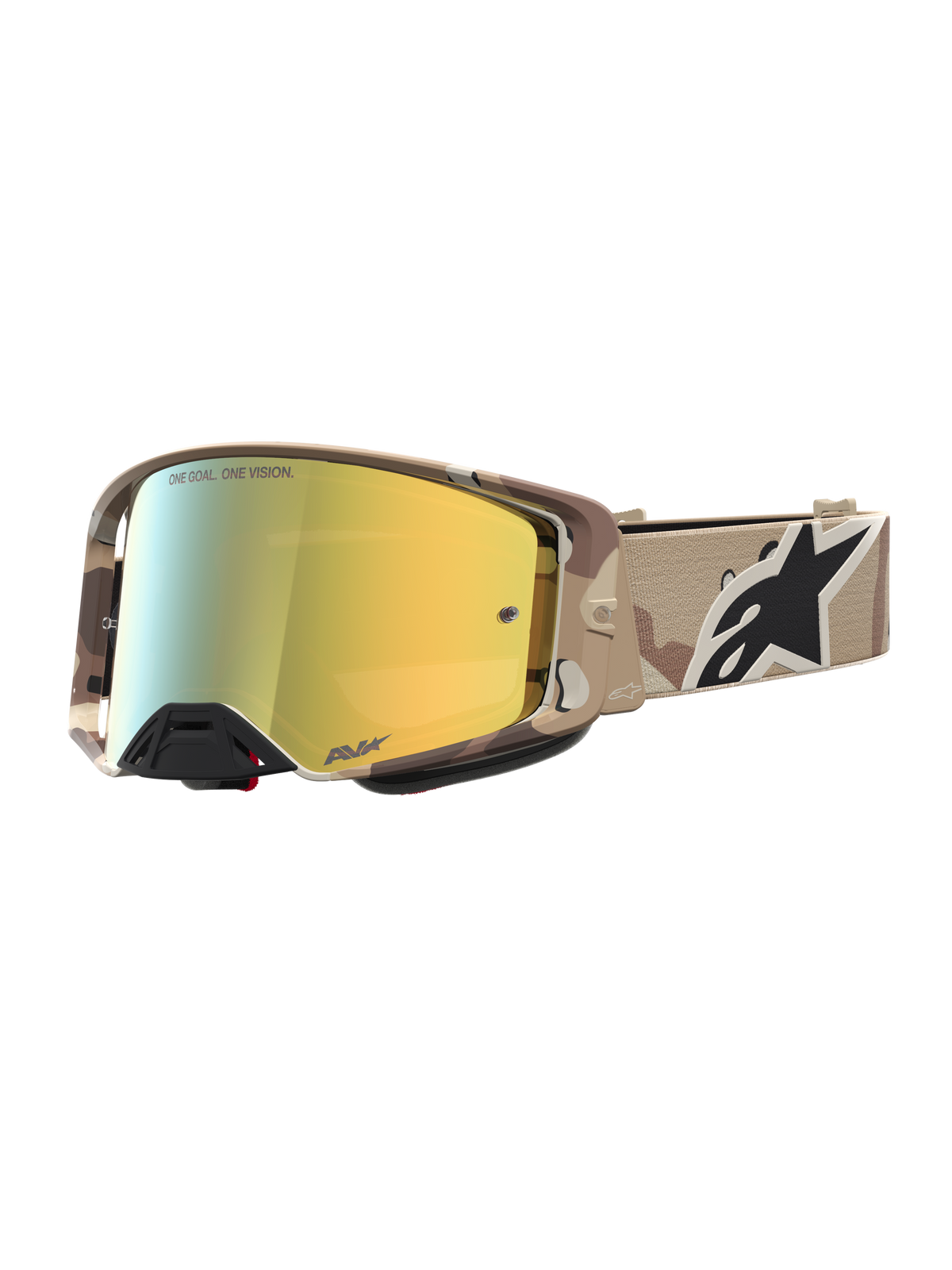 Alpinestars Supertech Lone, gafas de motocross en camuflaje desierto con lente dorada espejada, para off-road