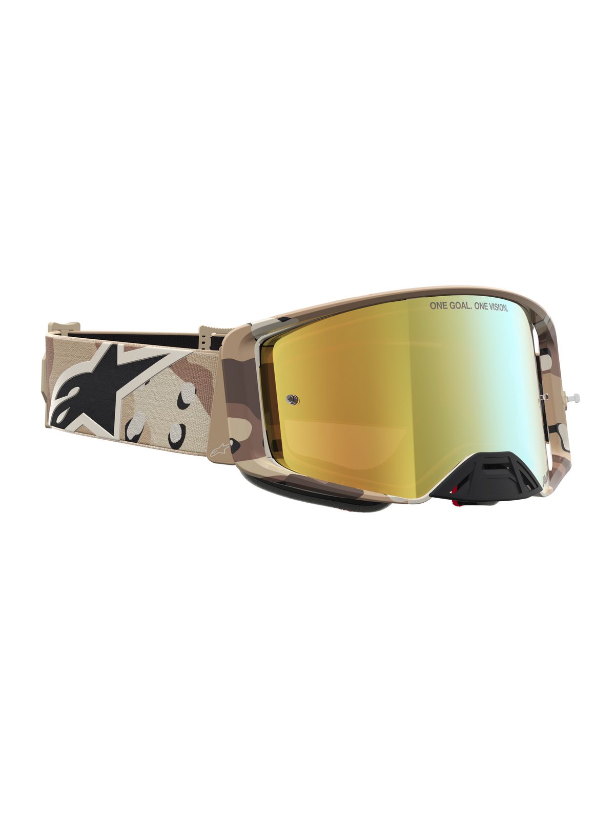 Alpinestars Supertech Lone, gafas de motocross para competición off-road, camuflaje arena con lente dorada de espejo