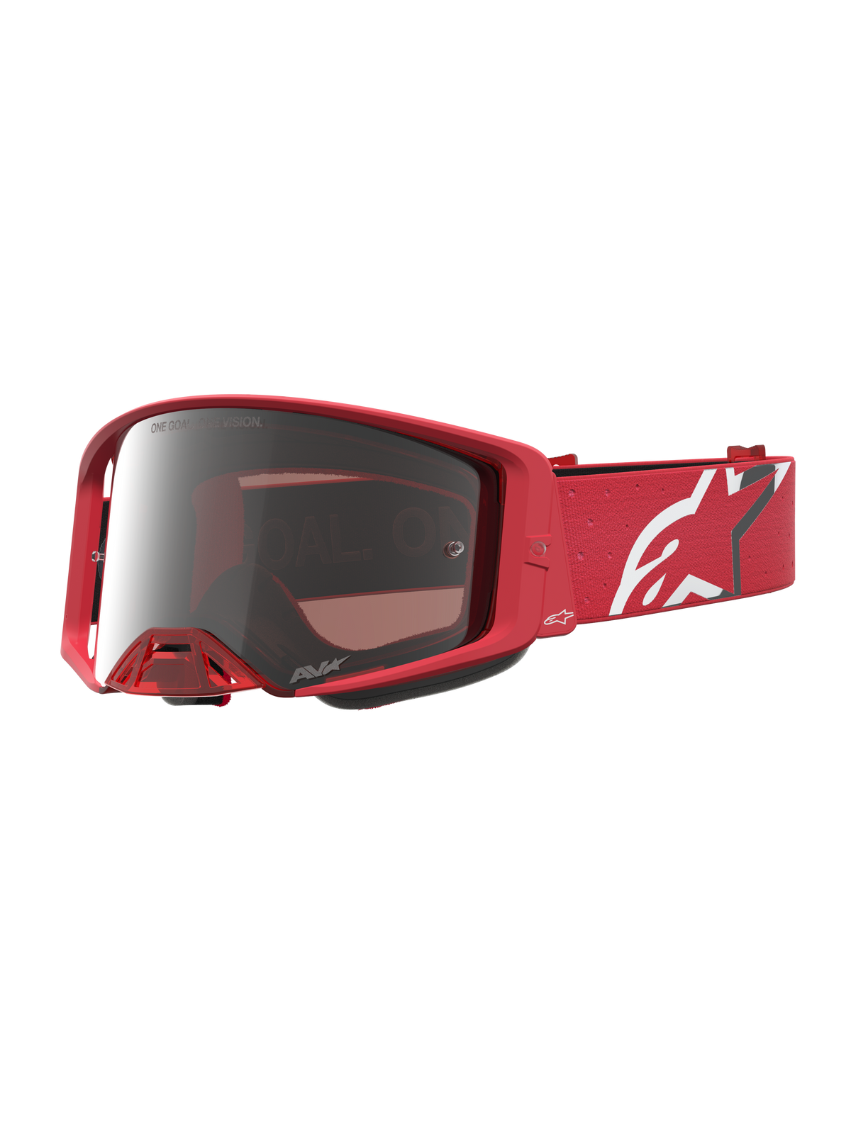 Alpinestars Supertech Vesta, gafas de motocross y off-road, color rojo flúor con lente plateada de espejo cromado y correa con logotipo blanco, equipo de protección técnica de alto rendimiento