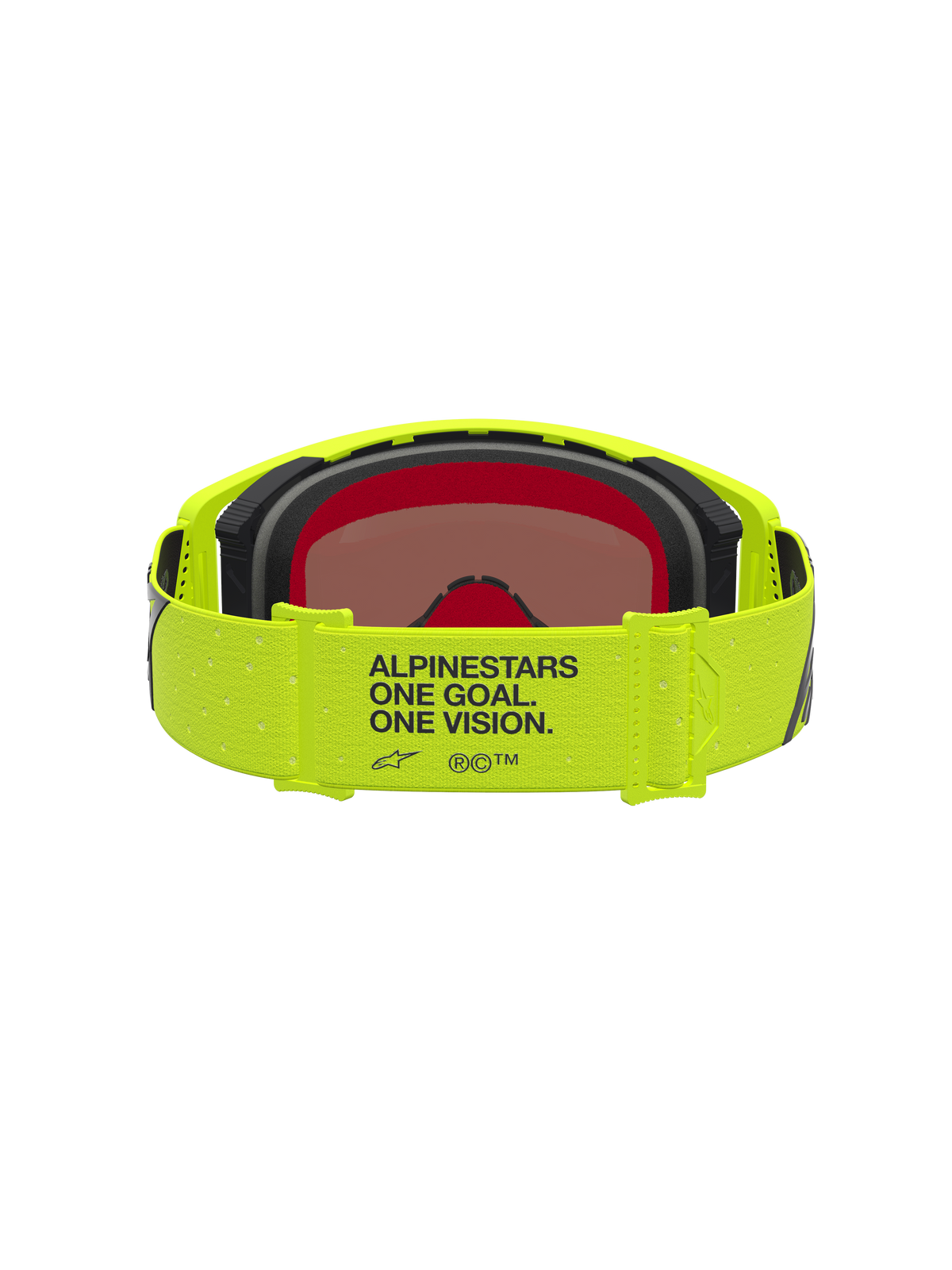 Alpinestars Supertech Vesta, gafas de motocross para hombre, amarillas fluorescentes y negras, correa con logotipo y lema de la marca, lente de espejo rosa, protección para off-road