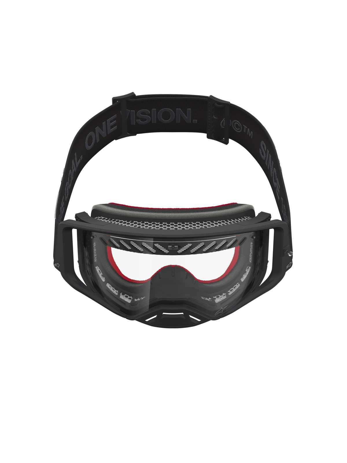 Alpinestars Supertech Vesta, gafas de motocross para carreras, negras y rojas, lente transparente de policarbonato