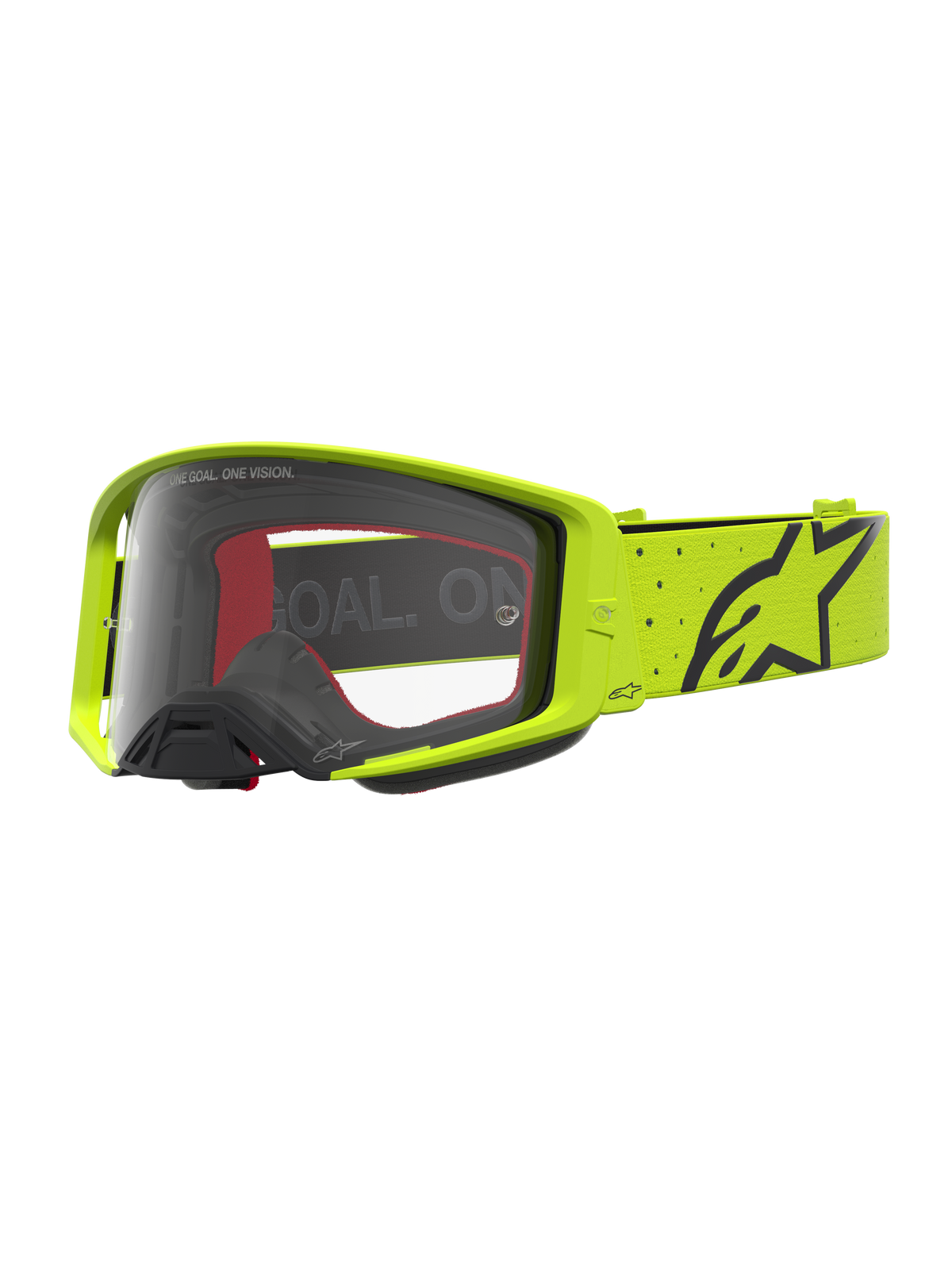 Alpinestars Supertech Vesta Motocross Goggles in fluo yellow and black with a clear lens for racing performance.