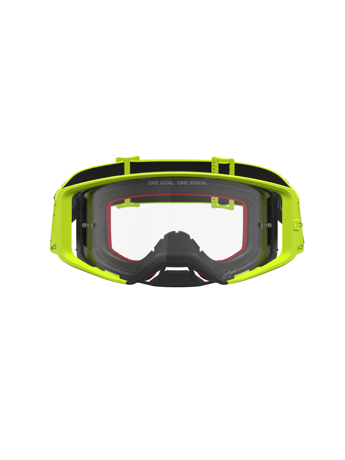 Alpinestars Supertech Vesta Goggles, Motocross racing eyewear, Fluorescent Yellow and Black, with a clear anti-fog lens.