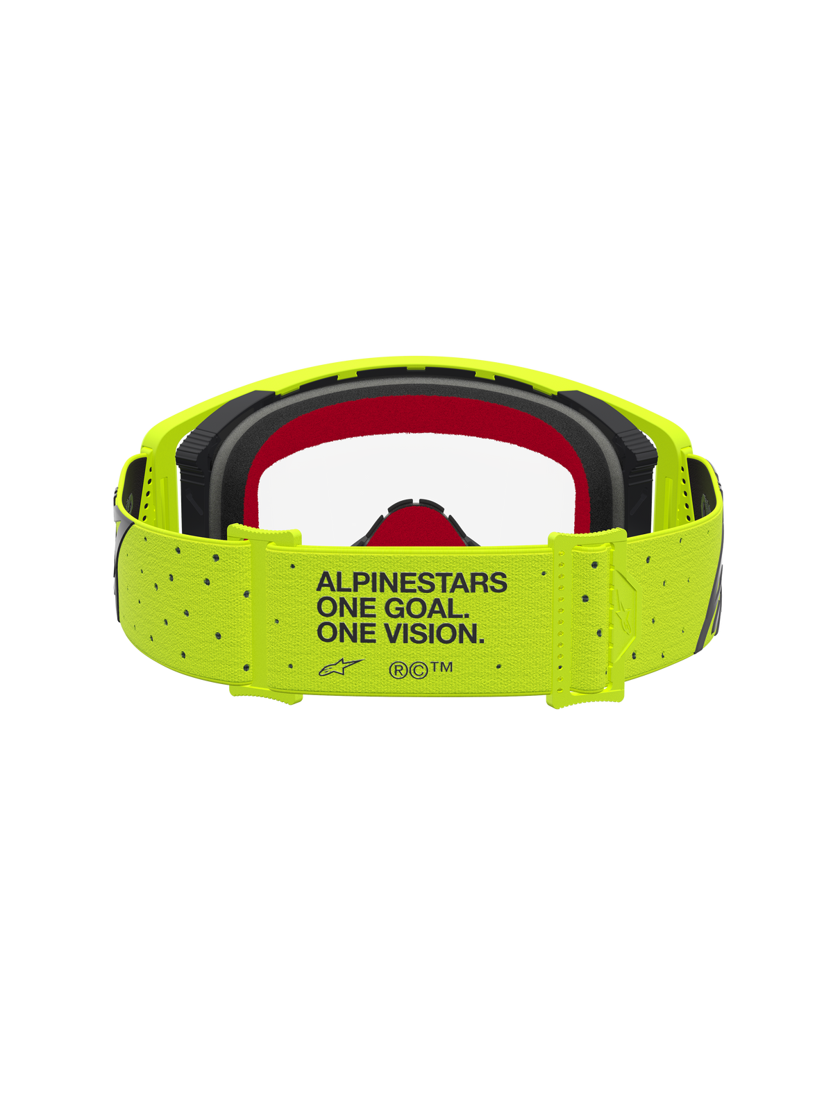 Alpinestars Supertech Vesta Motocross Goggles, Yellow Fluo and Black with red foam and branded motto strap.