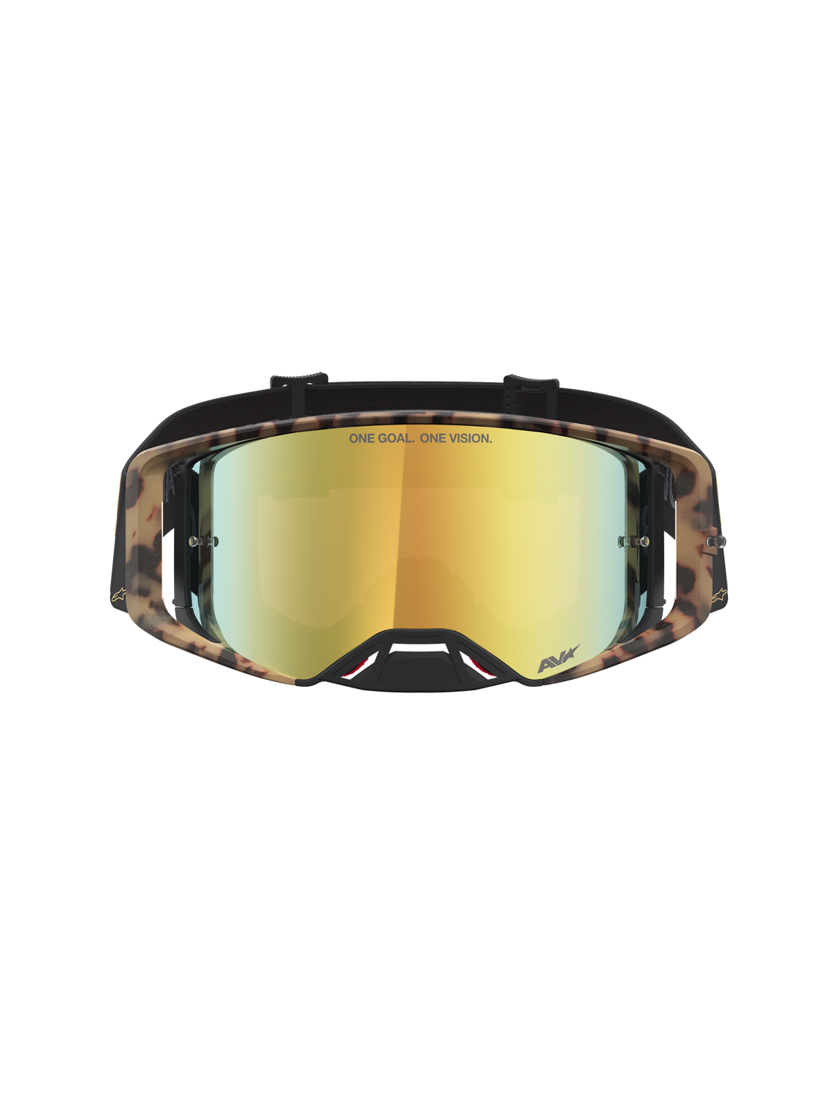 Alpinestars Supertech LE Zona Goggles, gafas de moto de motocross, negras y marrones con lente dorada de espejo, alta claridad óptica y diseño avanzado de montura