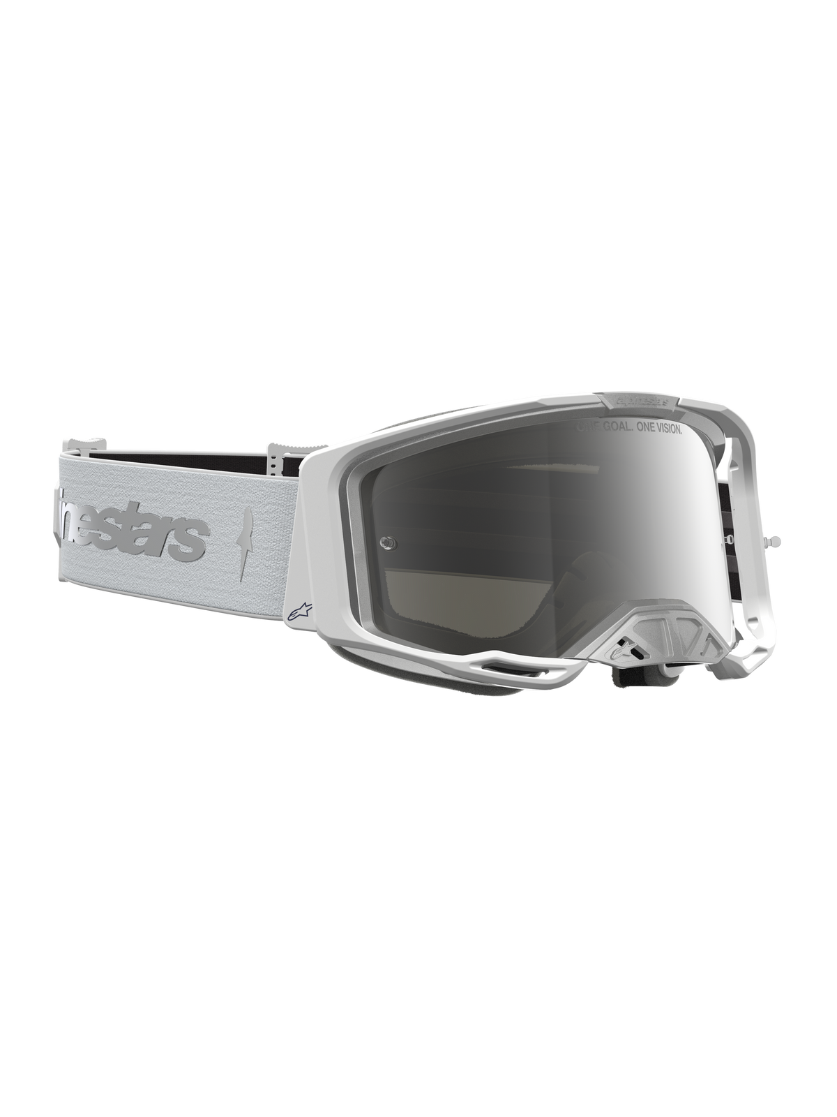 Alpinestars Vision 8 Amber, gafas de motocross para hombre, blancas y plateadas, lente de espejo y marco A-FLEX