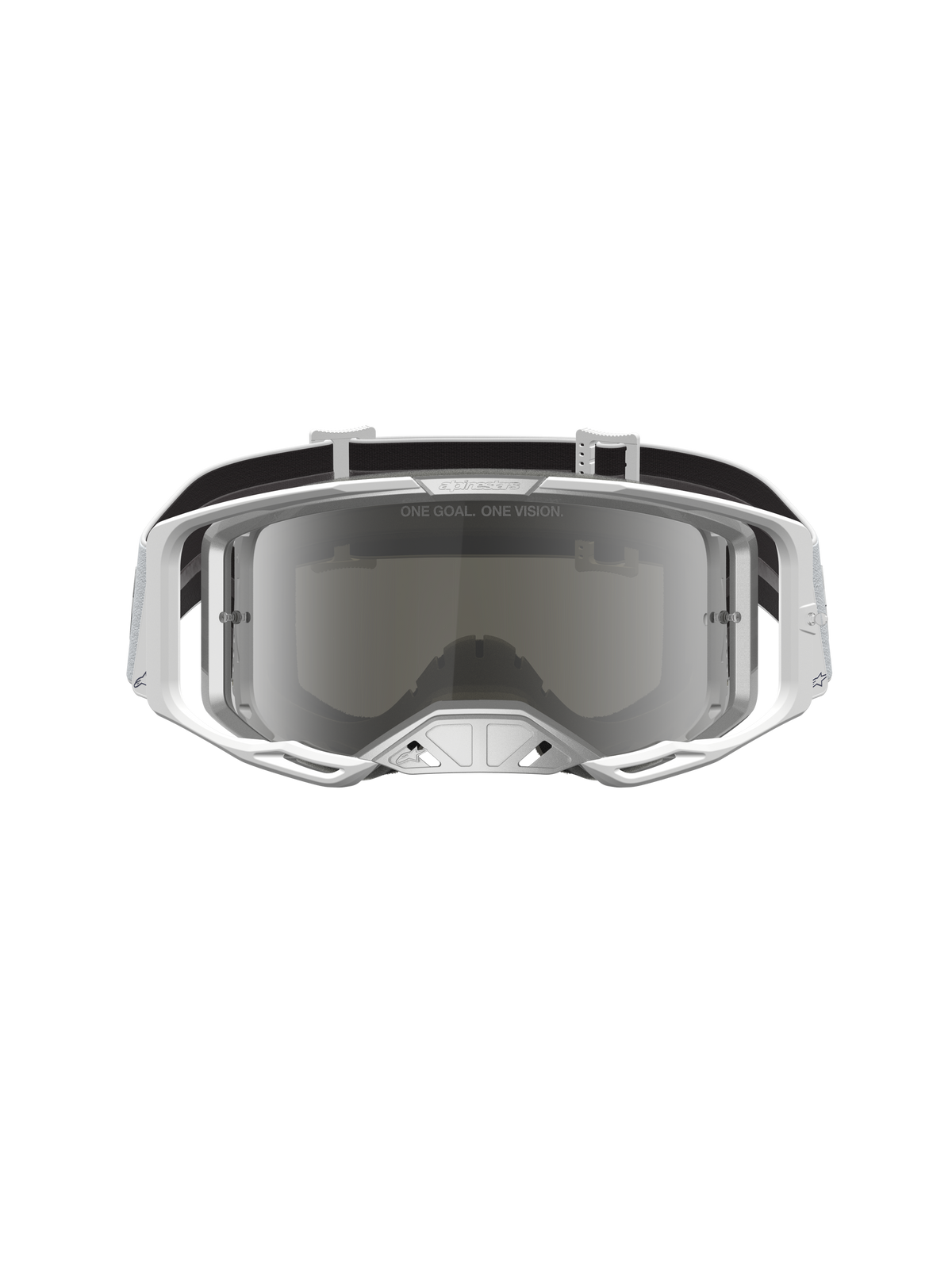 Alpinestars Vision 8 Amber, gafas de motocross para hombre, blancas y plateadas, con lente de espejo y marco A-FLEX para rendimiento off-road