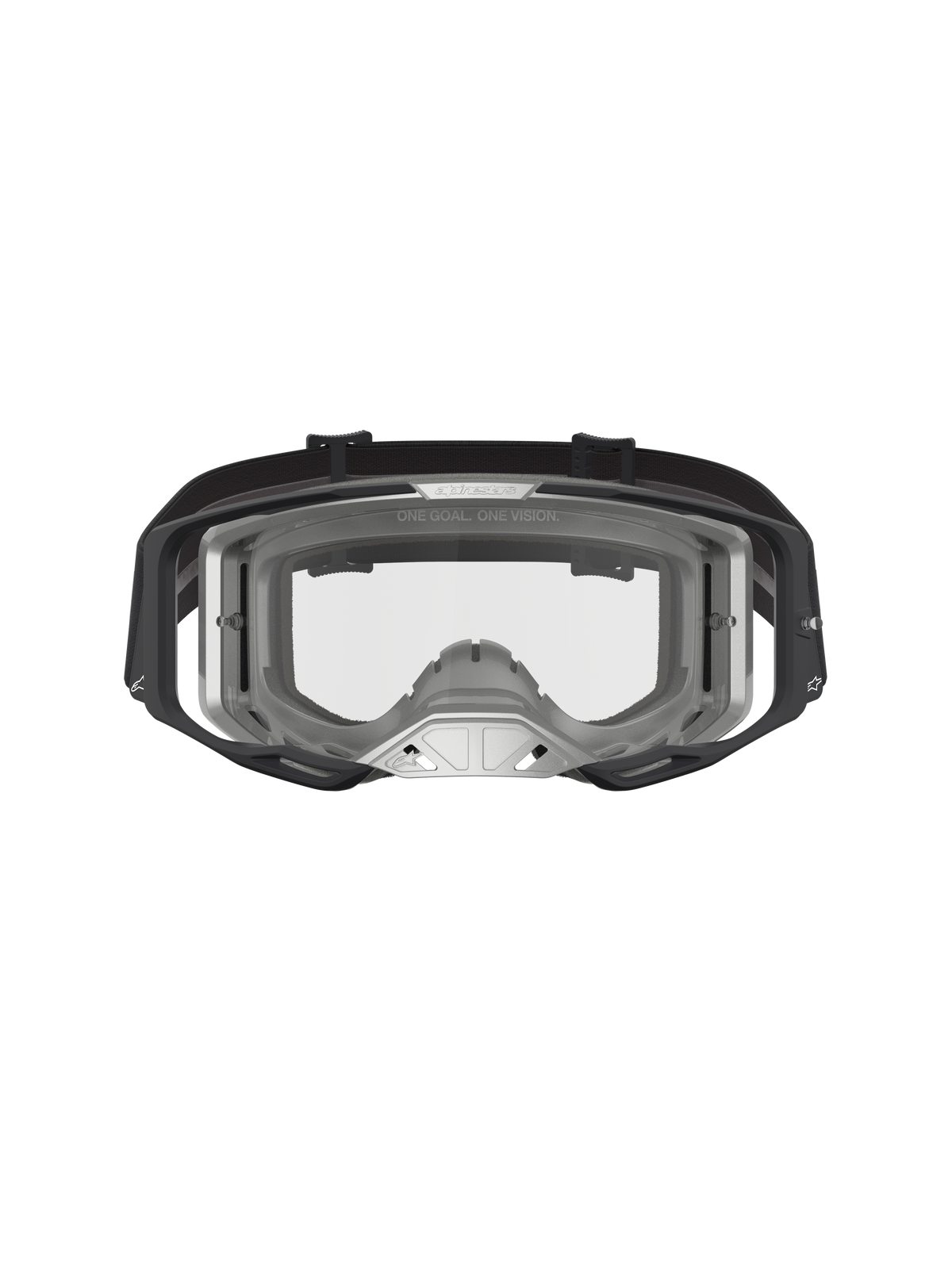 Alpinestars Vision 8 Amber, gafas de motocross y off-road, negras y plateadas, montura A-FLEX flexible con lente transparente de alto impacto