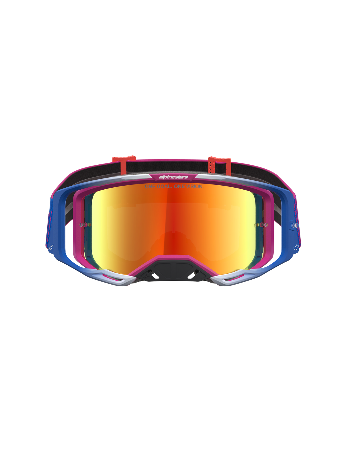 Alpinestars Vision 8 Maven Goggles, Motocross eyewear in Fire Red and Black with a mirrored red lens and A-FLEX frame.