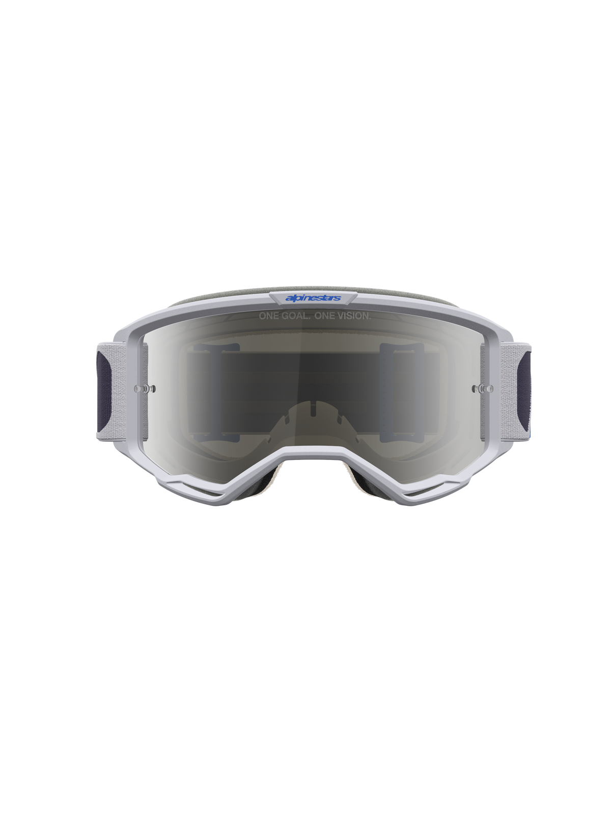 Alpinestars Vision 5 Drag, gafas de motocross, lila claro y azul, lente plateada espejo y sistema de ventilación ram-air