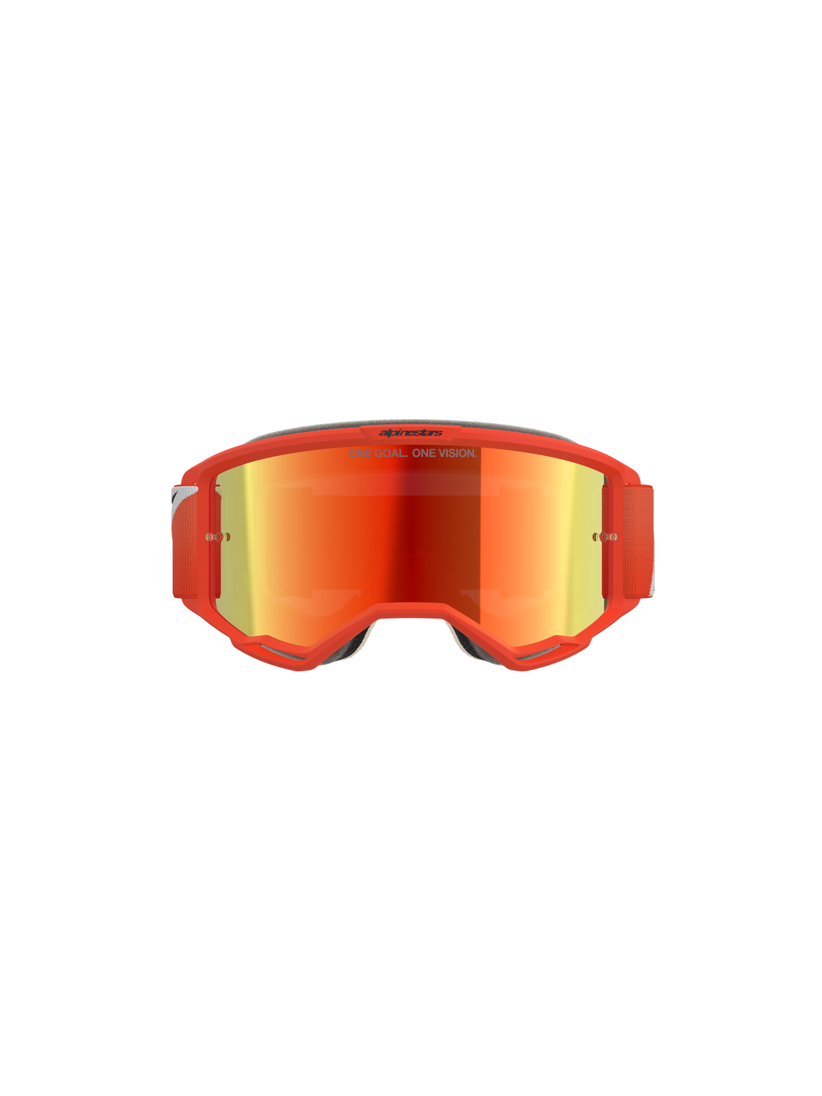 Gafas Alpinestars Vision 5 Corp, gafas de motocross, montura naranja con lente reflectante de espejo naranja y rojo, correa ajustable roja, diseño elegante de alto rendimiento para off-road