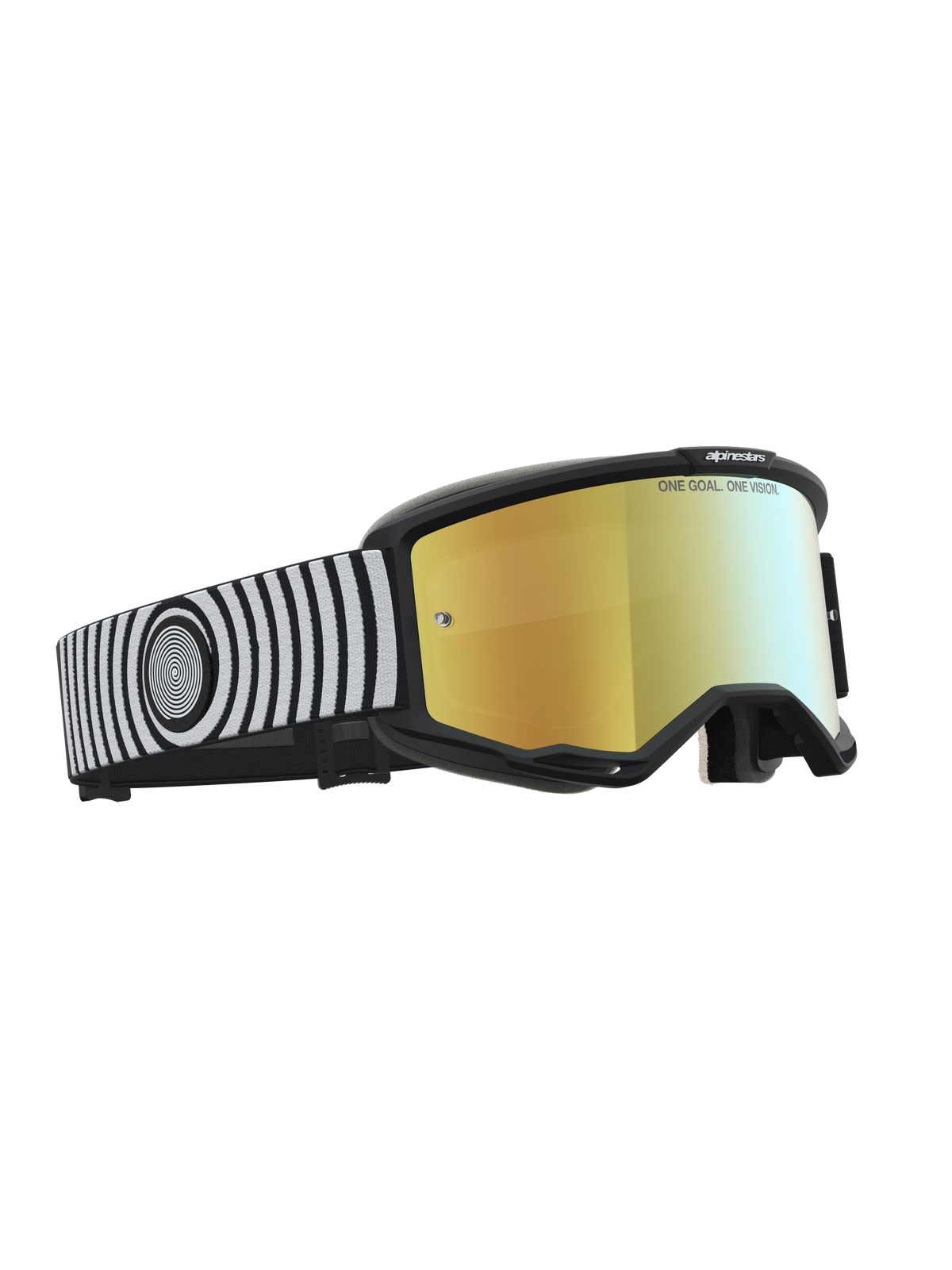 Alpinestars Vision 5 Hone, gafas de motocross para off-road, negras y blancas, lente de espejo dorada, montura A-FLEX