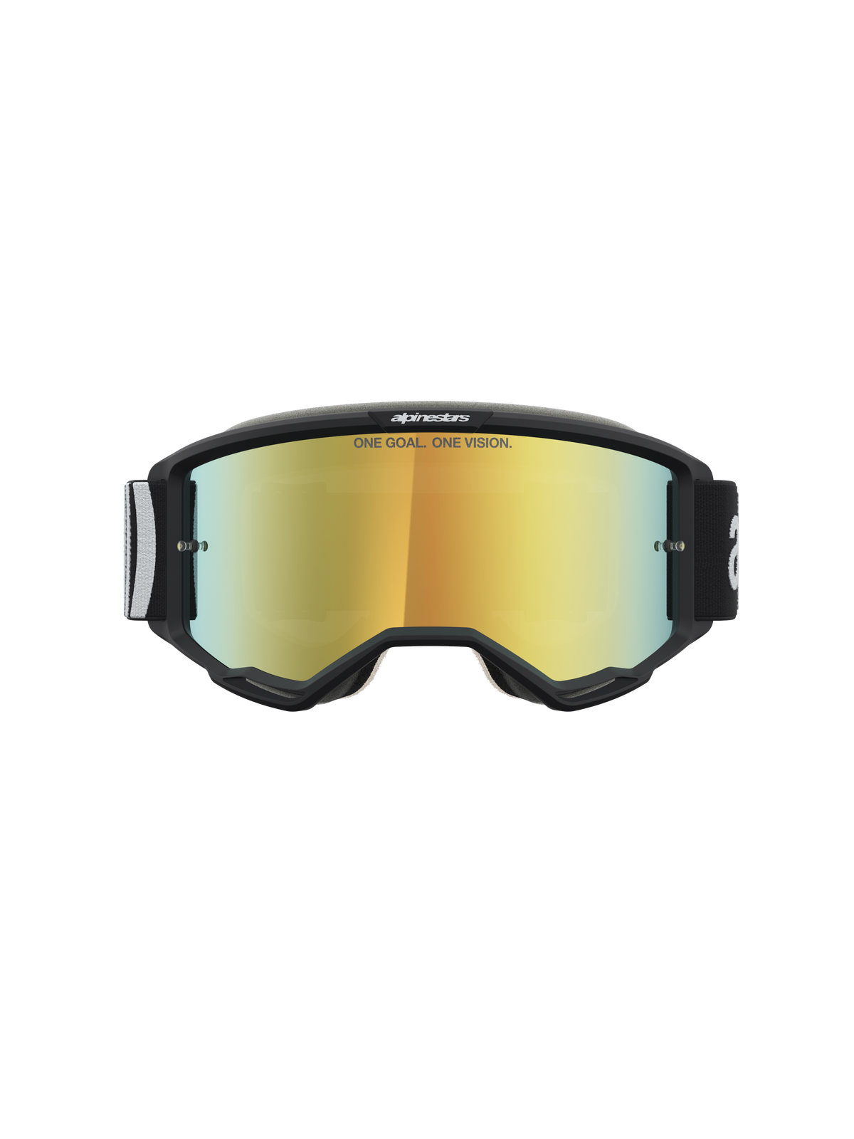 Alpinestars Vision 5 Hone, gafas de motocross para off-road, negras con lente de espejo dorada, sistema de ventilación RAM-AIR para carreras de motocross