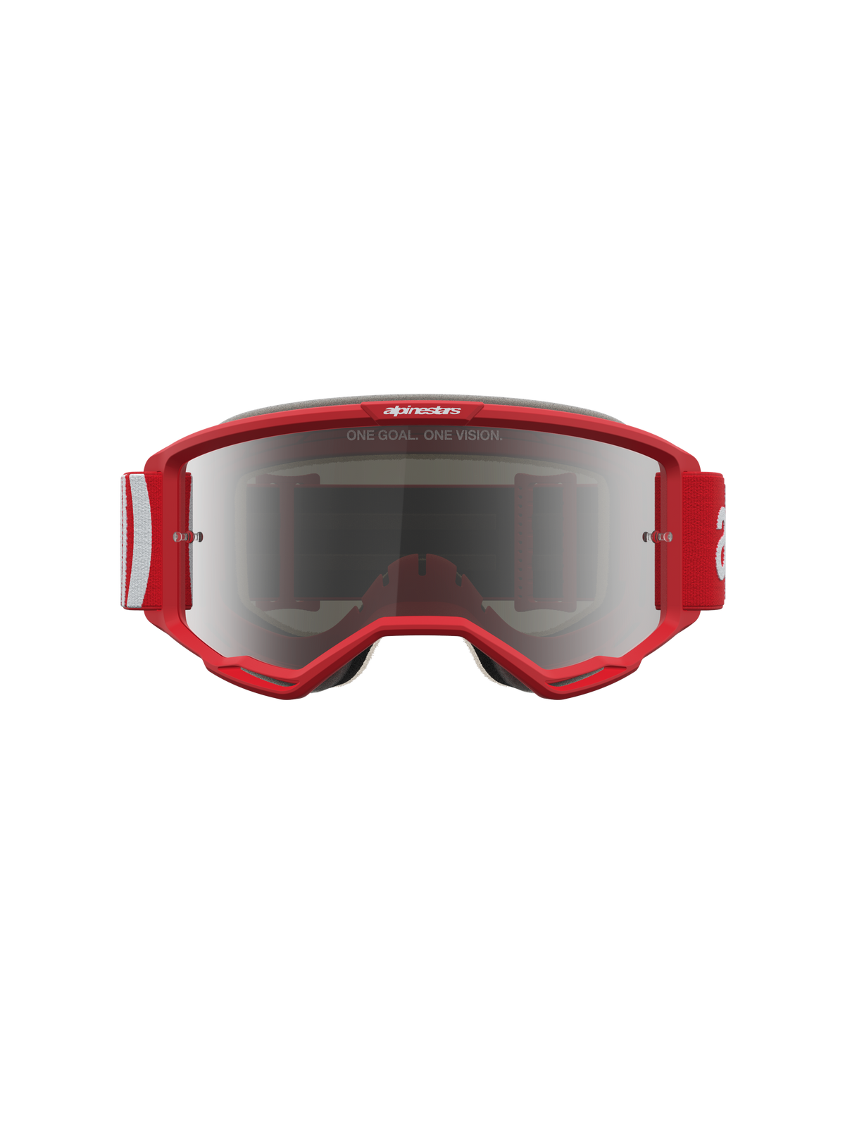 Alpinestars Vision 5 Hone, gafas de motocross para hombre, rojas y blancas, lente plateada de espejo, sistema de ventilación RAM-AIR para conducción off-road