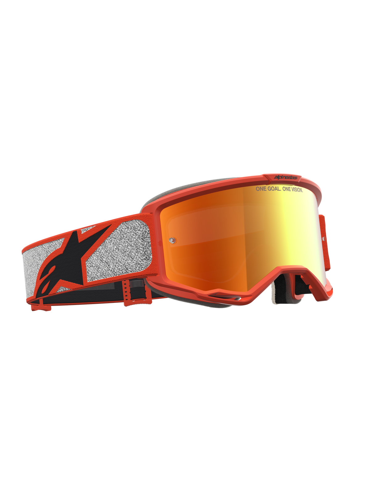 Alpinestars Vision 5 Rora, gafas de motocross para hombre, naranja y plateadas, lente de espejo roja, marco de uretano A-FLEX flexible y ligero