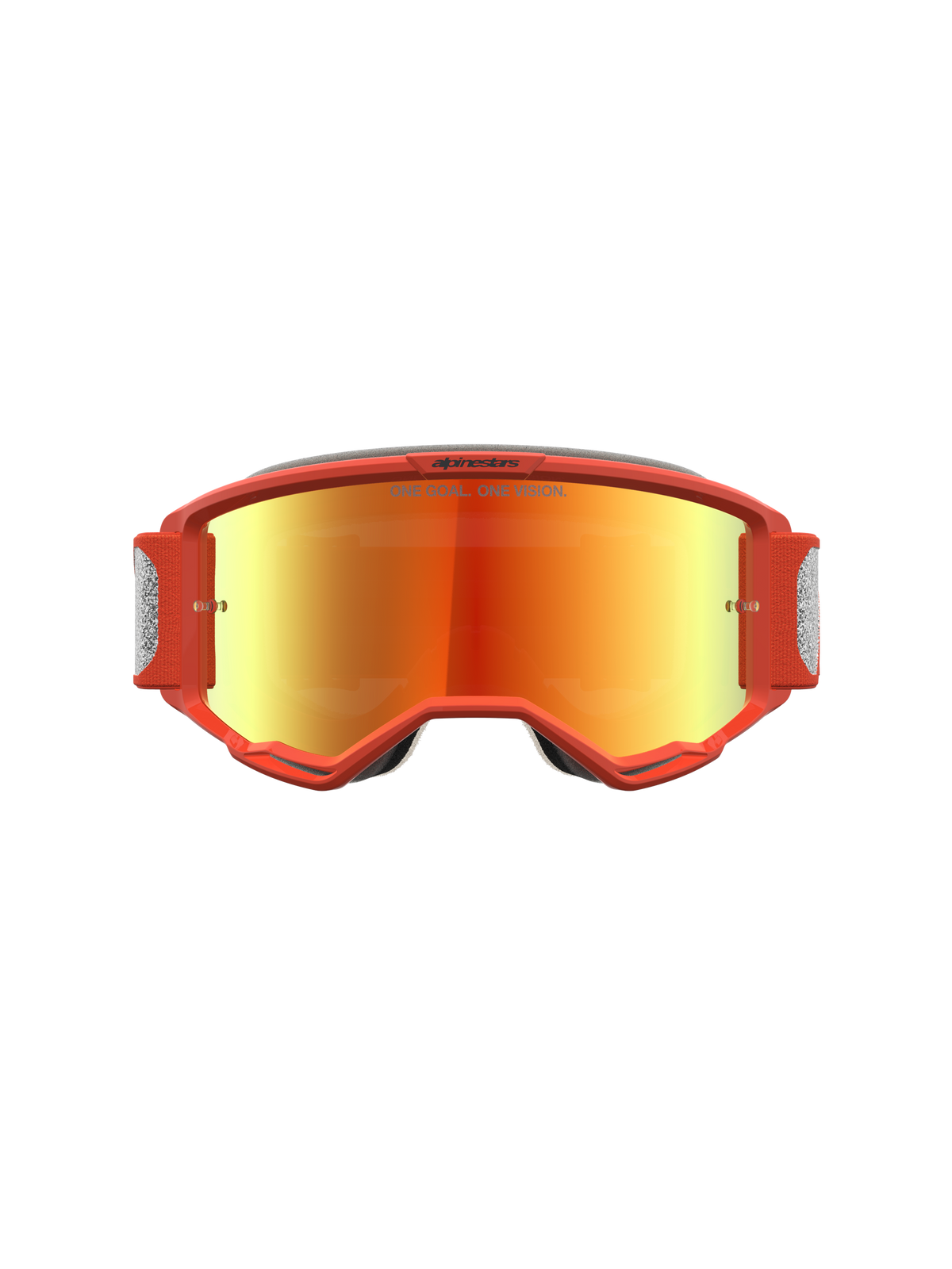 Alpinestars Vision 5 Rora, gafas de motocross para carreras off-road, lente de espejo naranja y plateada, montura A-FLEX roja