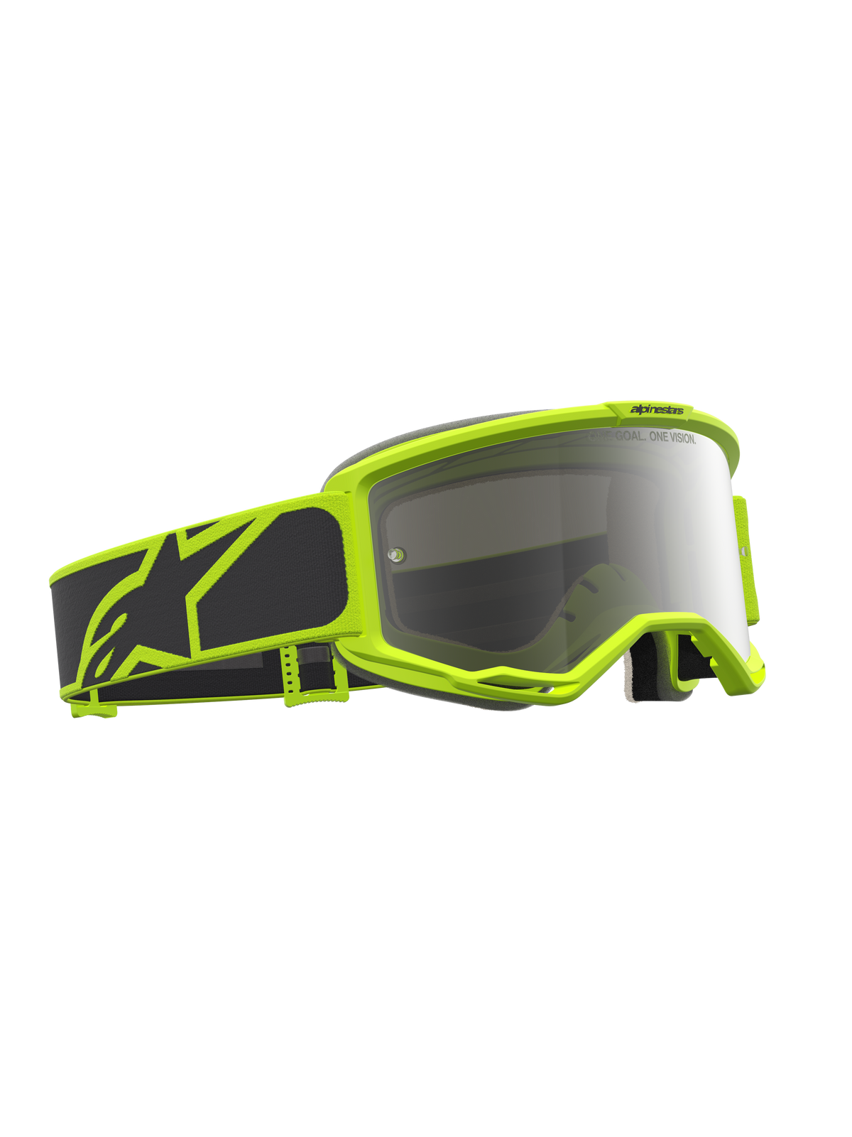 Alpinestars Vision 5 Rora, gafas de motocross y off-road, negras y amarillo flúor, con lente plateada de espejo, ventilación RAM-AIR y marco de uretano flexible