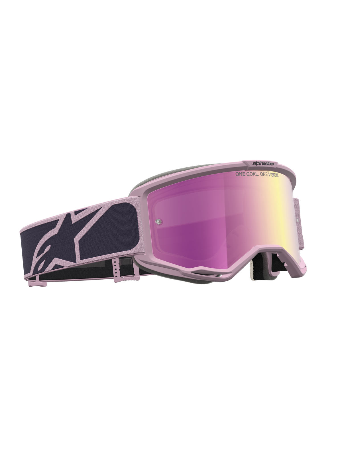 Alpinestars Vision 5 Rora, gafas de motocross para off-road, gris y rosa, lente de espejo rosa con protección UV, sistema de ventilación RAM-AIR