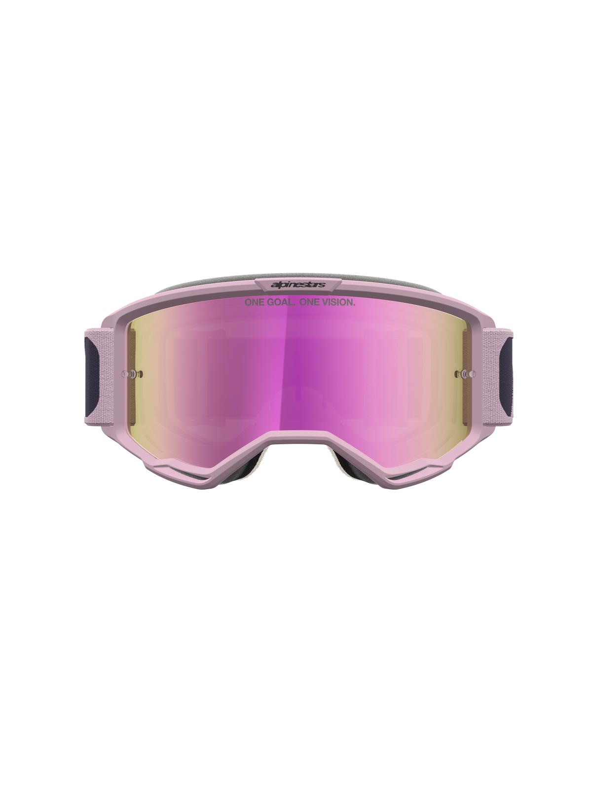 Alpinestars Vision 5 Rora, gafas de motocross grises y rosa con lente de espejo rosa y construcción A-FLEX de uretano