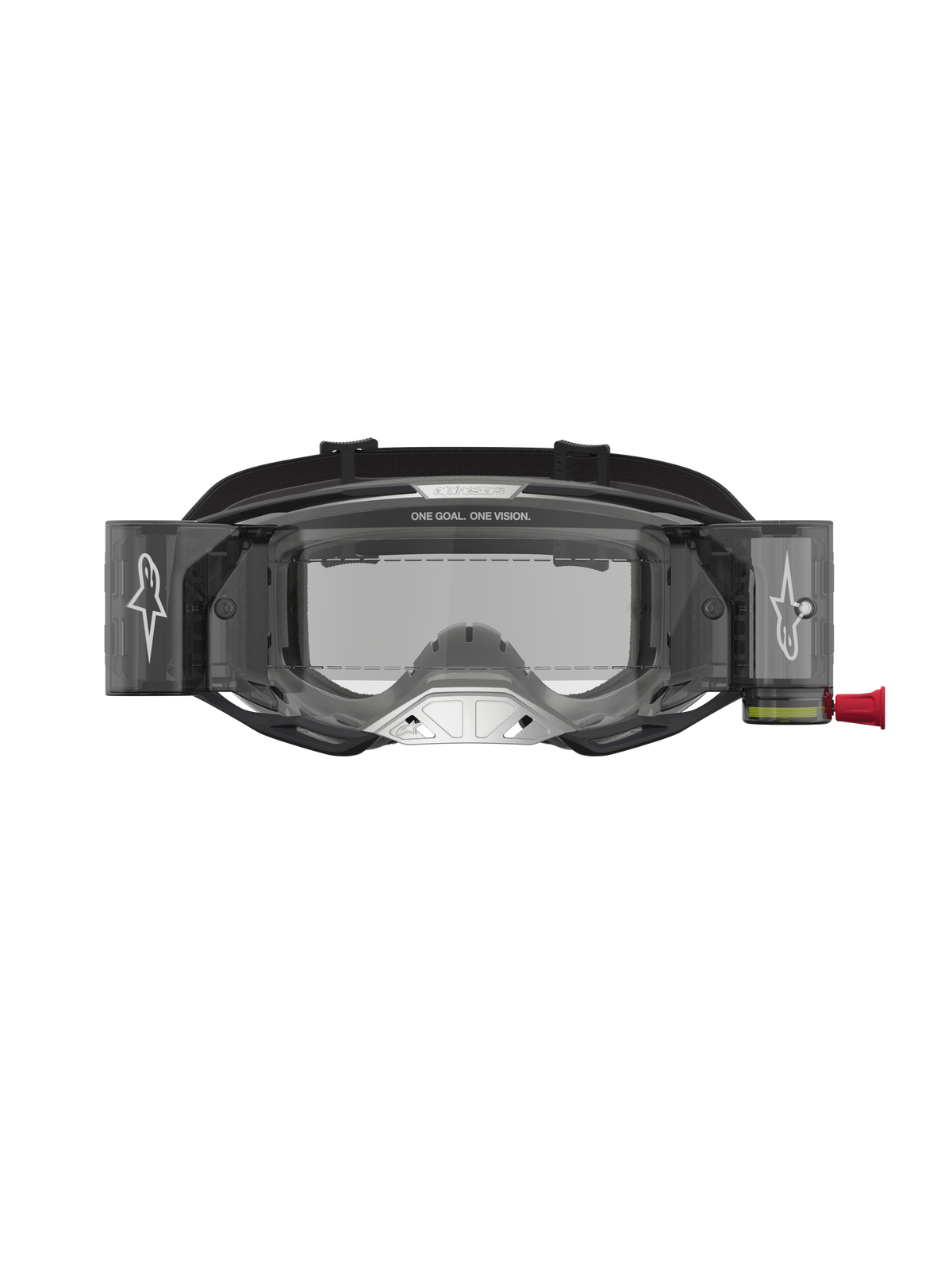 Alpinestars Vision 8 Ámbar Roll Off, gafas de motocross, negras y plateadas, con sistema roll off y lente transparente
