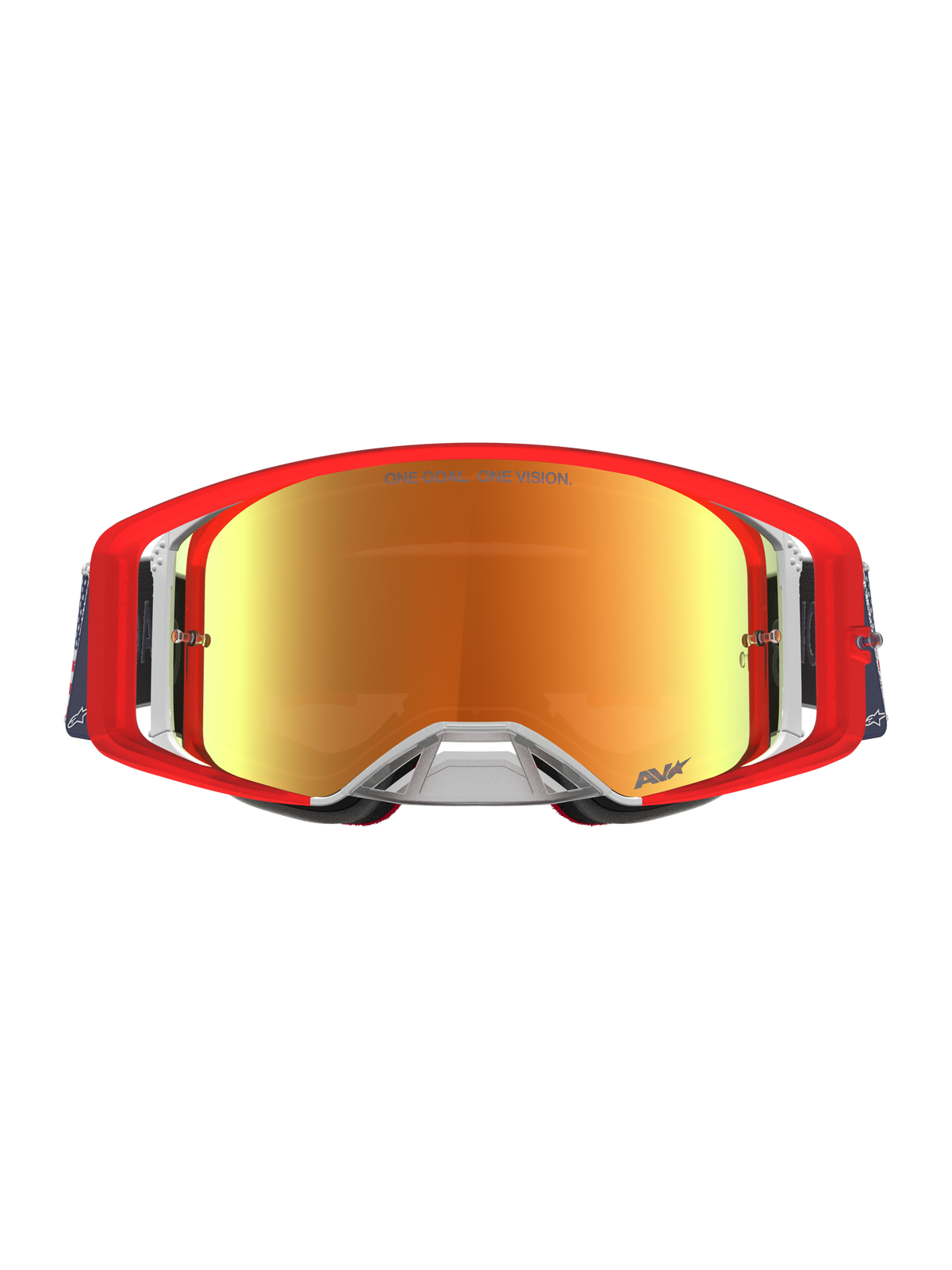 Gafas Alpinestars Supertech LE Fiftyfold para motocross, rojas y azules con lentes de espejo rojos, edición limitada.