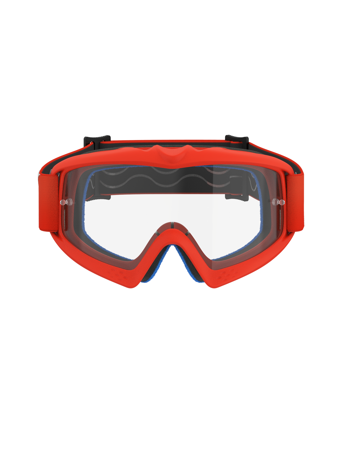 Alpinestars Vision Youth Corp Goggles, Motocross Goggles, Orange with Clear Lens, bright orange frame and matching strap, blue face foam visible inside, clear anti-fog lens with tear-off posts, designed for youth riders, high-performance off-road racing eyewear