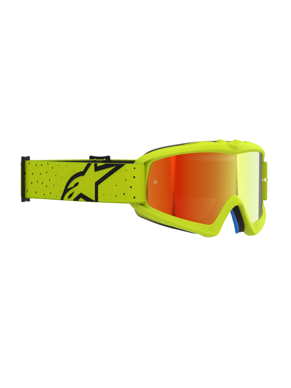 Gafas Vision Vesta Juveniles Alpinestars, para motocross, amarillo flúor con lente de espejo rojo, correa ajustable.