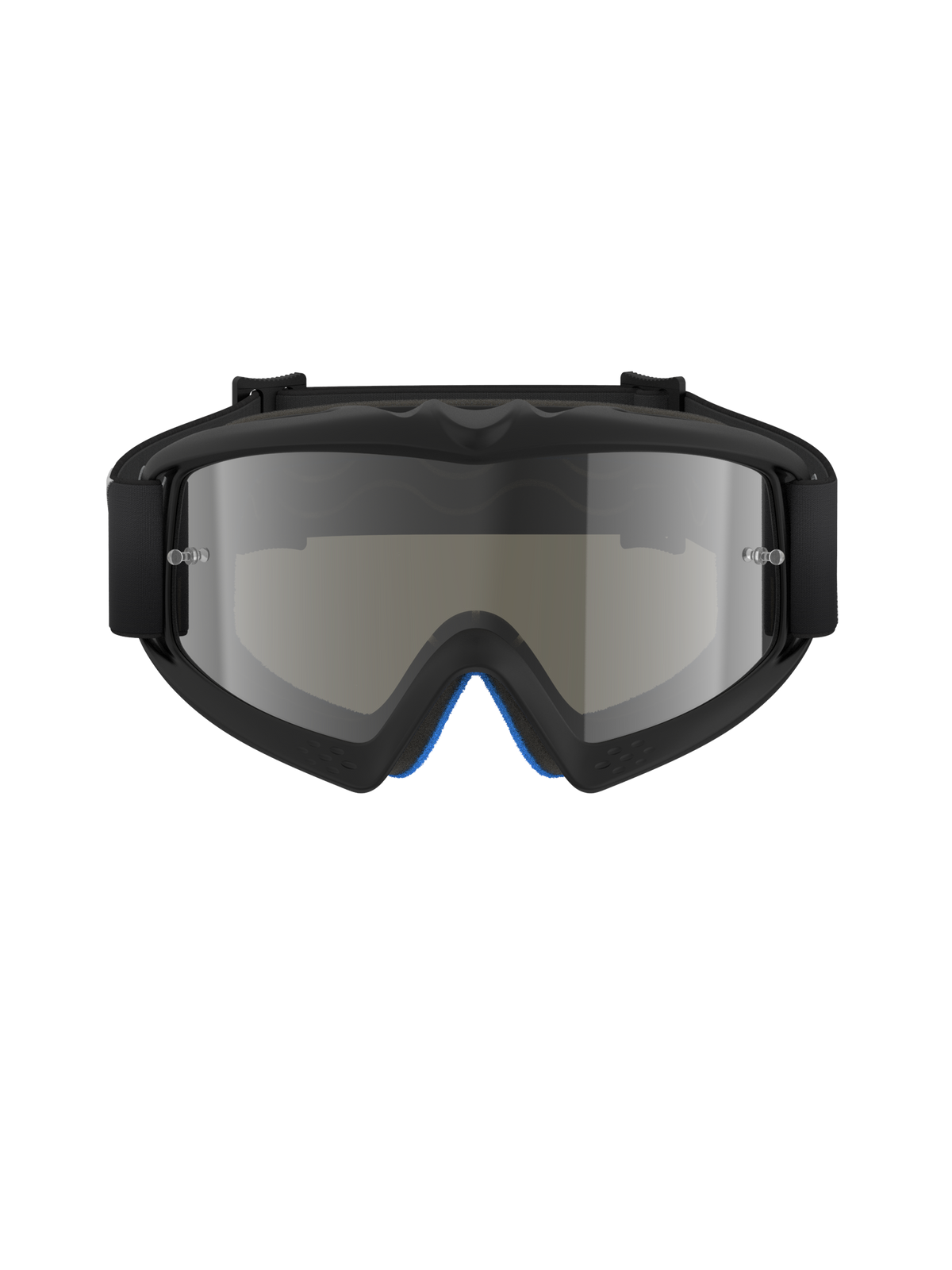 Gafas Alpinestars Vision Youth Corp, gafas de motocross, negro espejo plateado, vista frontal con lente de policarbonato espejada y montura de uretano A-FLEX negra, protección ocular profesional todoterreno para jóvenes pilotos
