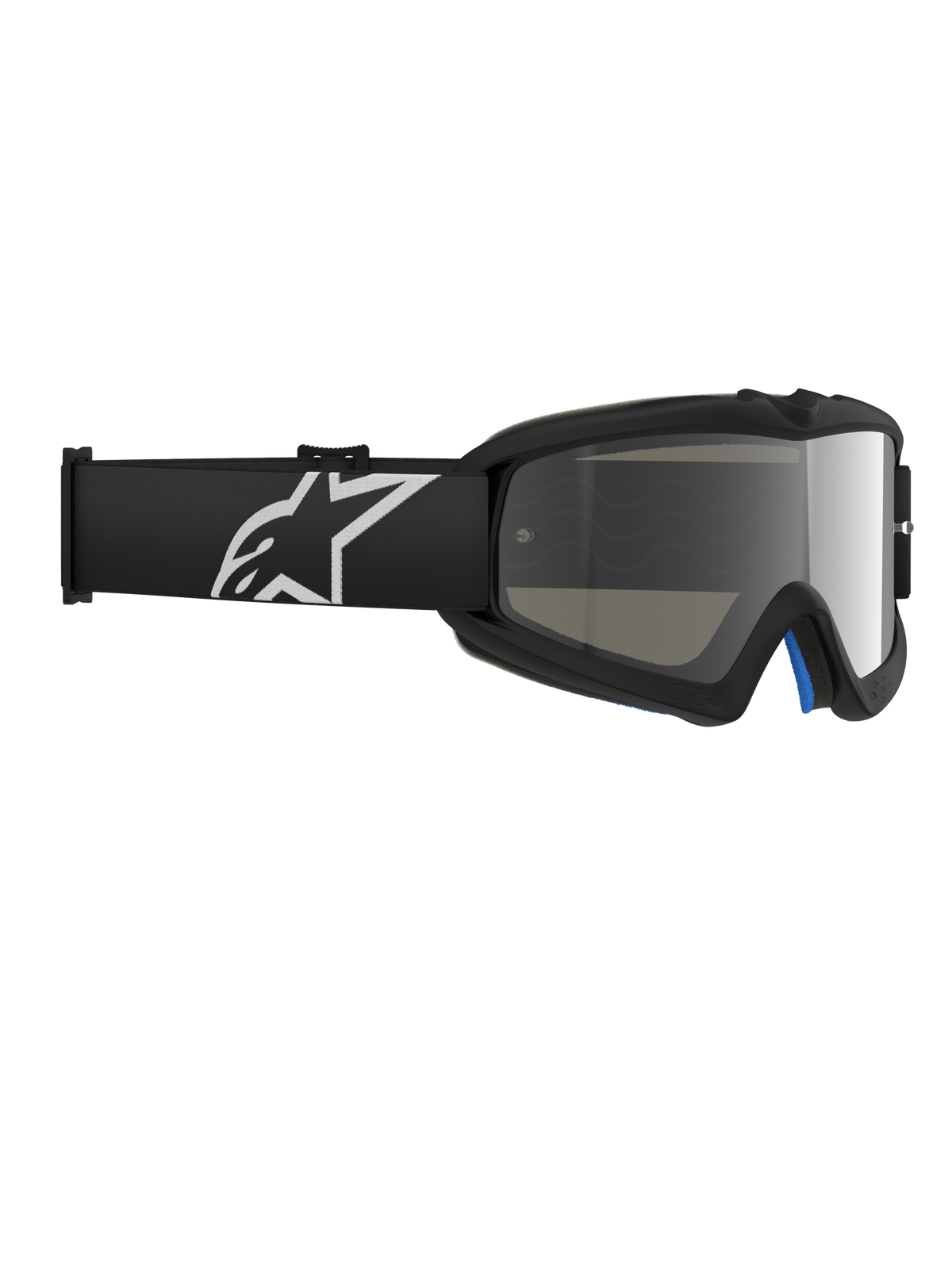 Alpinestars Vision Youth Corp Goggles, gafas de motocross, negro espejo plateado, con lente de policarbonato espejada y correa negra con el logo de Alpinestars en blanco, diseñadas para pilotos jóvenes