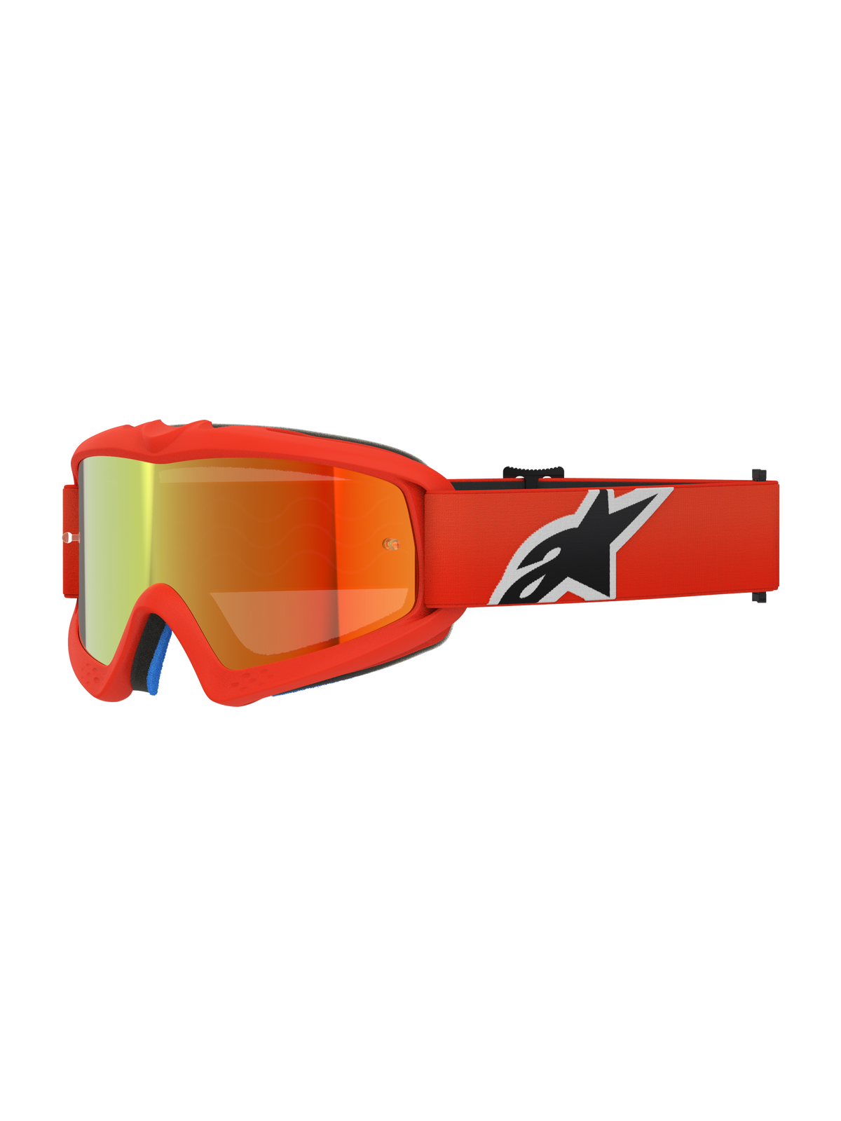 Alpinestars Vision Youth Corp Goggles, gafas de motocross juveniles, color naranja con lente de espejo roja, con el logotipo de Alpinestars en blanco y negro en la correa, protección ocular de alto rendimiento para carreras off-road