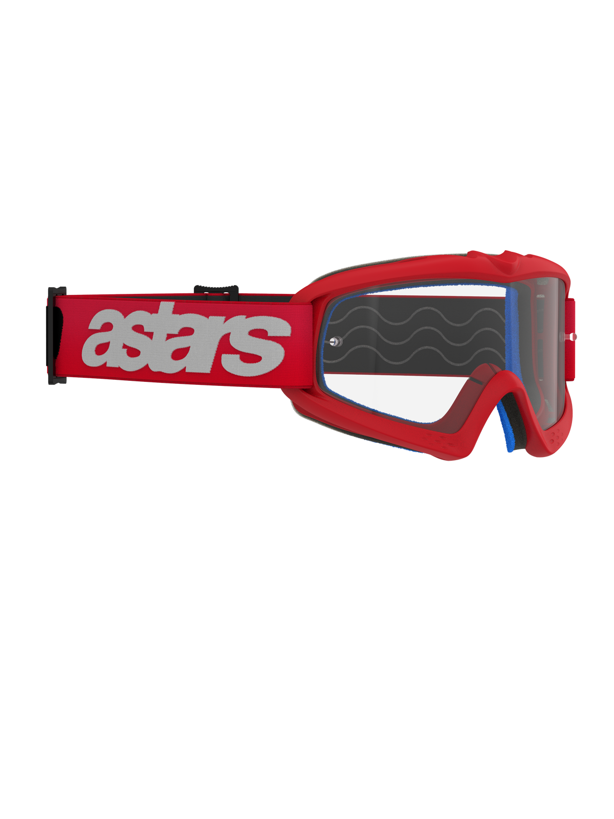 Alpinestars Vision Youth Blaze Goggles, gafas de motocross, rojo y transparente, correa roja con logotipo astars blanco, gafas de competición para jóvenes con lente de policarbonato antivaho