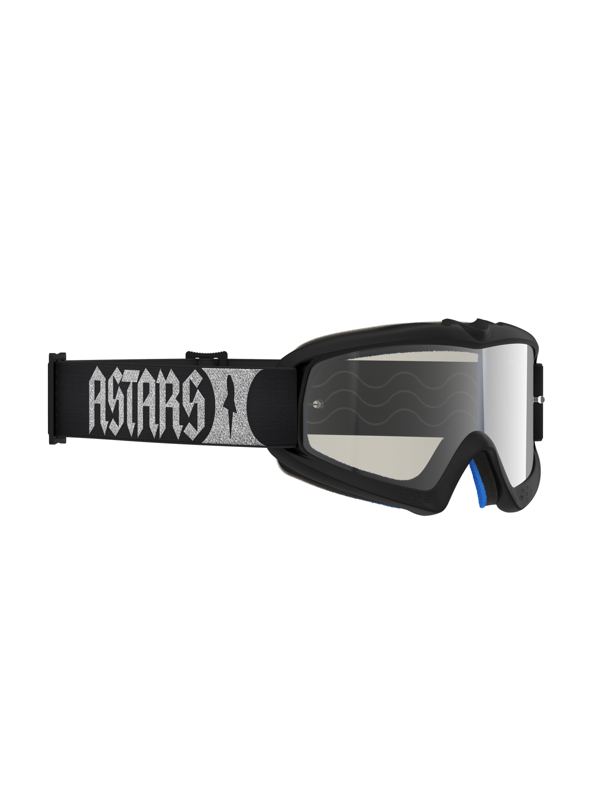 Gafas Alpinestars Vision Atrox juvenil, gafas de motocross con montura negra y lente de espejo plateada anti-vaho.