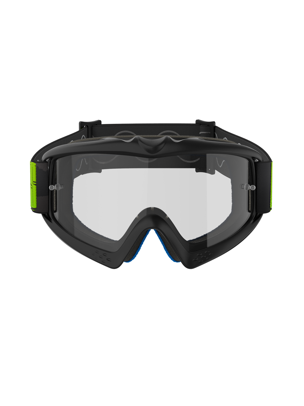 Gafas Alpinestars Vision Youth Hollow, gafas de motocross, gris carbón y amarillo flúor, lente transparente antivaho con postes para tear-off, correa tejida negra con detalles en amarillo fluorescente, protección ocular off-road para pilotos jóvenes