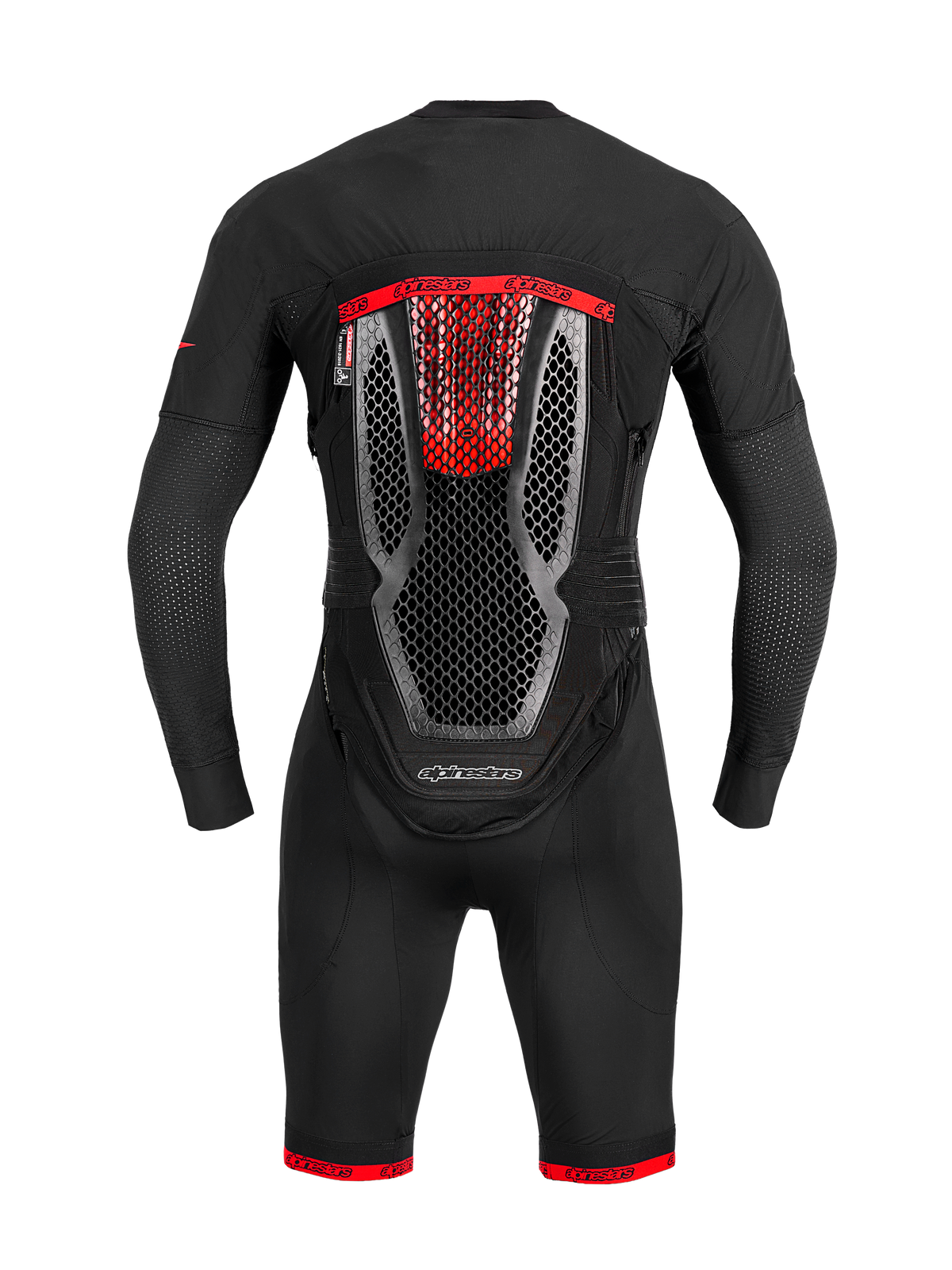 Sistema de airbag Tech-Air 10 V2 Race negro con protector de espalda de nido de abeja integrado y detalles rojos.