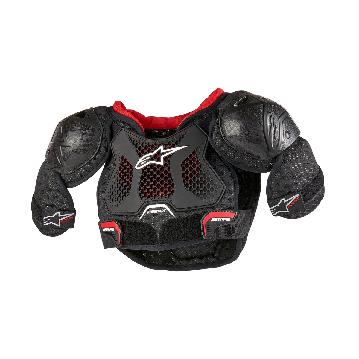 Alpinestars Protector de Pecho Bionic Action Kickstart Juvenil, equipo de protección para motocross, negro y rojo, con protectores de TPR y diseño ventilado.