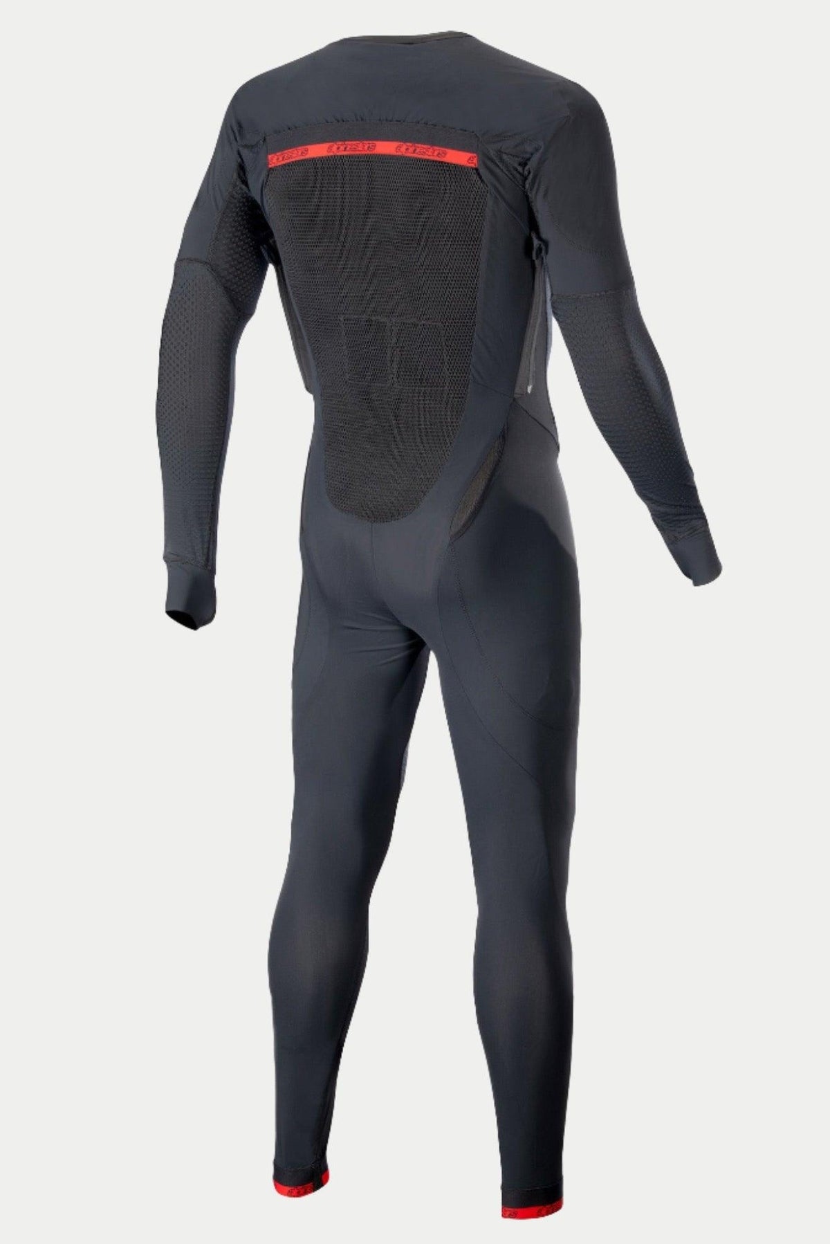 Alpinestars Tech-Air 10 Race sistema capa técnica larga, mono interior para hombre, negro y rojo, con paneles de malla traseros.