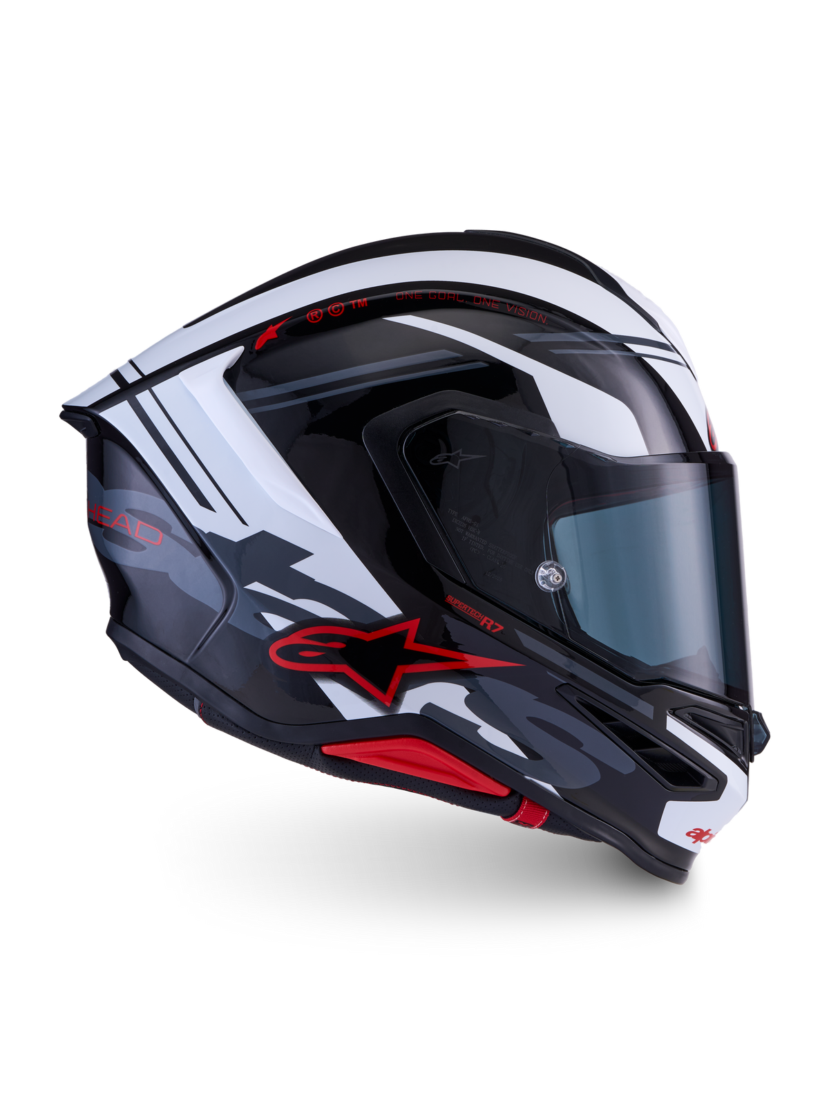 Alpinestars Casco S-R7 A-Core ECE 22.06, casco integral de moto para carreras, negro, blanco y rojo, con certificación ECE