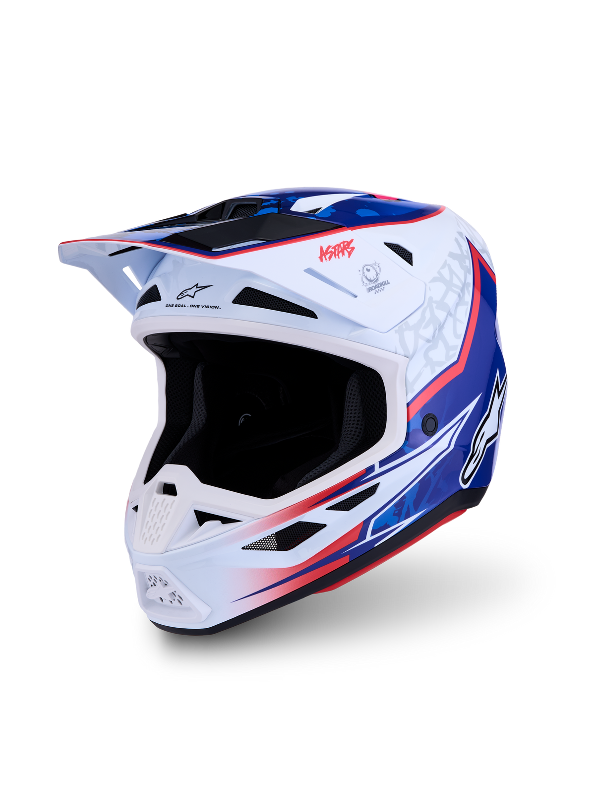 Alpinestars S-M7 Blaster ECE06, casco de motocross para off-road, blanco, azul y rojo brillante, certificado ECE 22.06