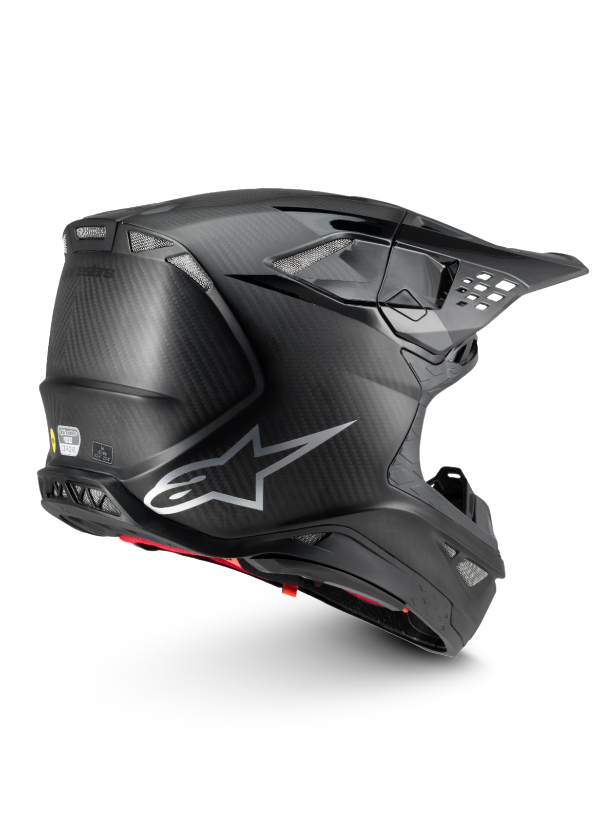Alpinestars casco Supertech M10 Fame, casco de motocross en fibra de carbono negra, diseño ligero y ventilado con sistema MIPS y certificación ECE 22.06