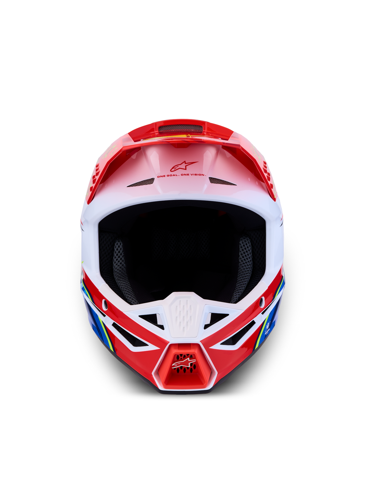 Casco Alpinestars SM3 Falcon ECE06, casco de motocross rojo y blanco, calota termoinyectada, certificado ECE 22.06, frontal