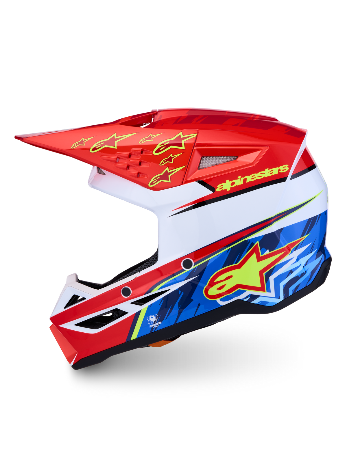 Alpinestars SM3 Falcon ECE06, casco de motocross, rojo y azul, certificado ECE 22.06 con sistema de liberación de visor