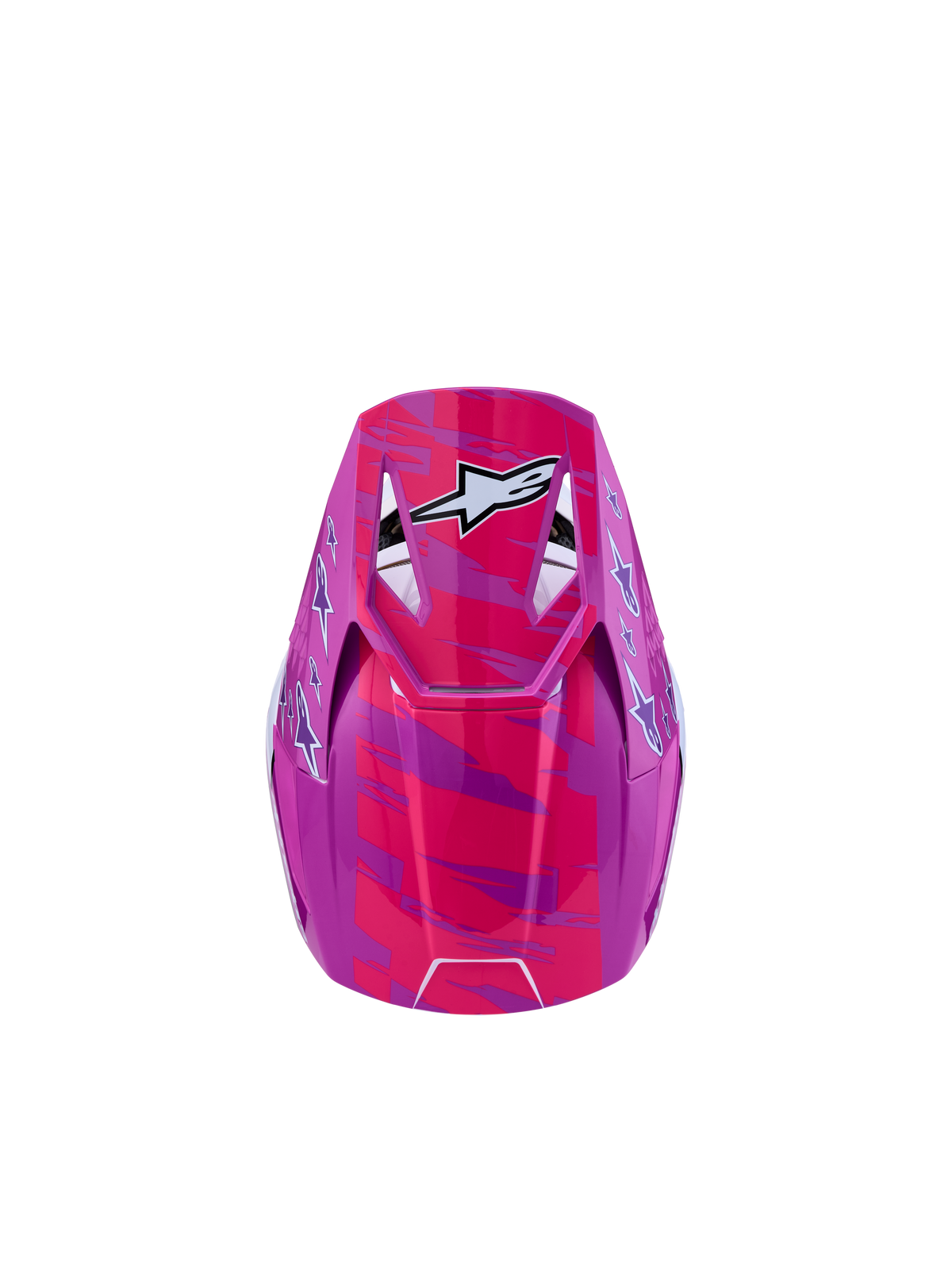 Alpinestars Casco Juvenil SM3 Falcon ECE06, casco de motocross morado y rosa flúor con gráficos de estrellas blancas, para off-road y enduro